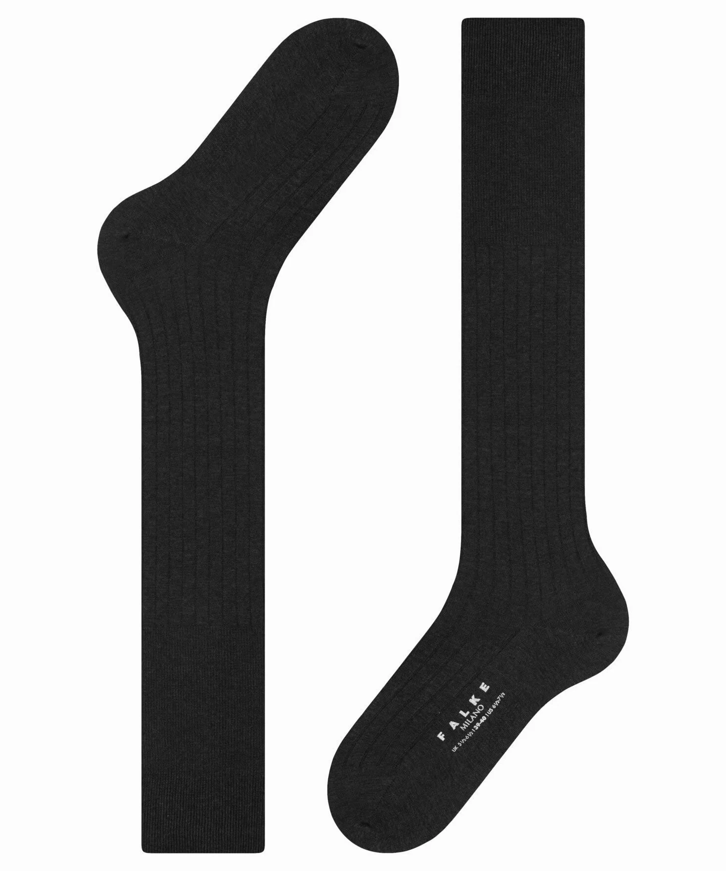 FALKE Mężczyźni Podkolanówki Milano M Kh Bawełna długie jednokolorowe 1 Para, Szary Anthracite Melange 3190, 45-46