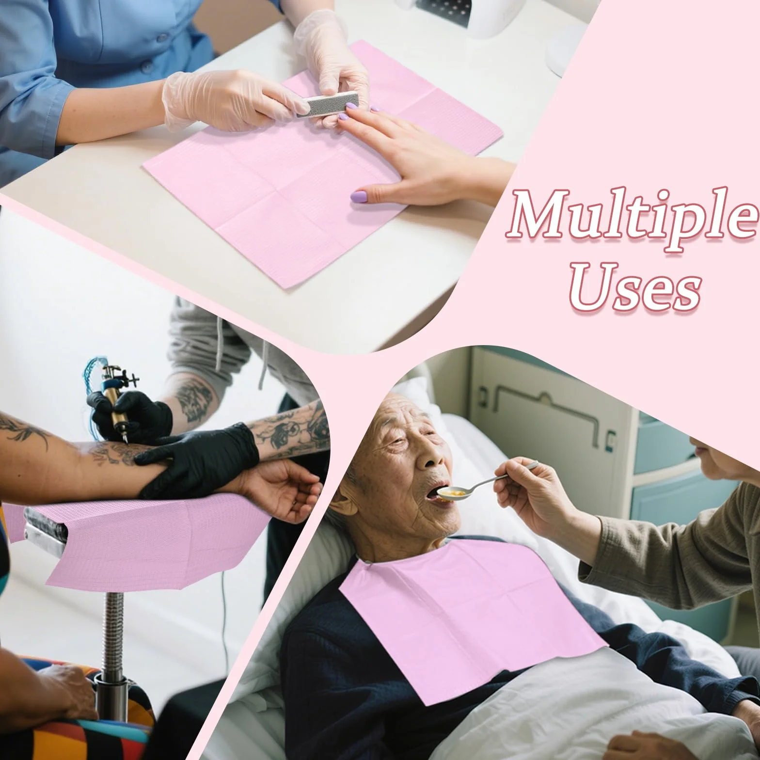 ATOMUS 20 sztuk jednorazowych podkładek wodoodpornych zabezpieczających przed wyciekiem czyste obrusy Underpad do salonu piękności tatuaż Protector Pad Liście (Pink)