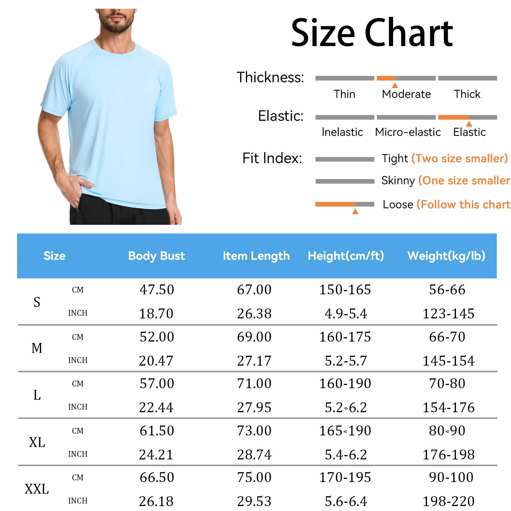 AMZSPORT Męska koszulka UV Rashguard UPF 50 z długim i krótkim rękawem, ochrona przed słońcem, oddychająca, szybkoschnąca do wędkowania i surfowania