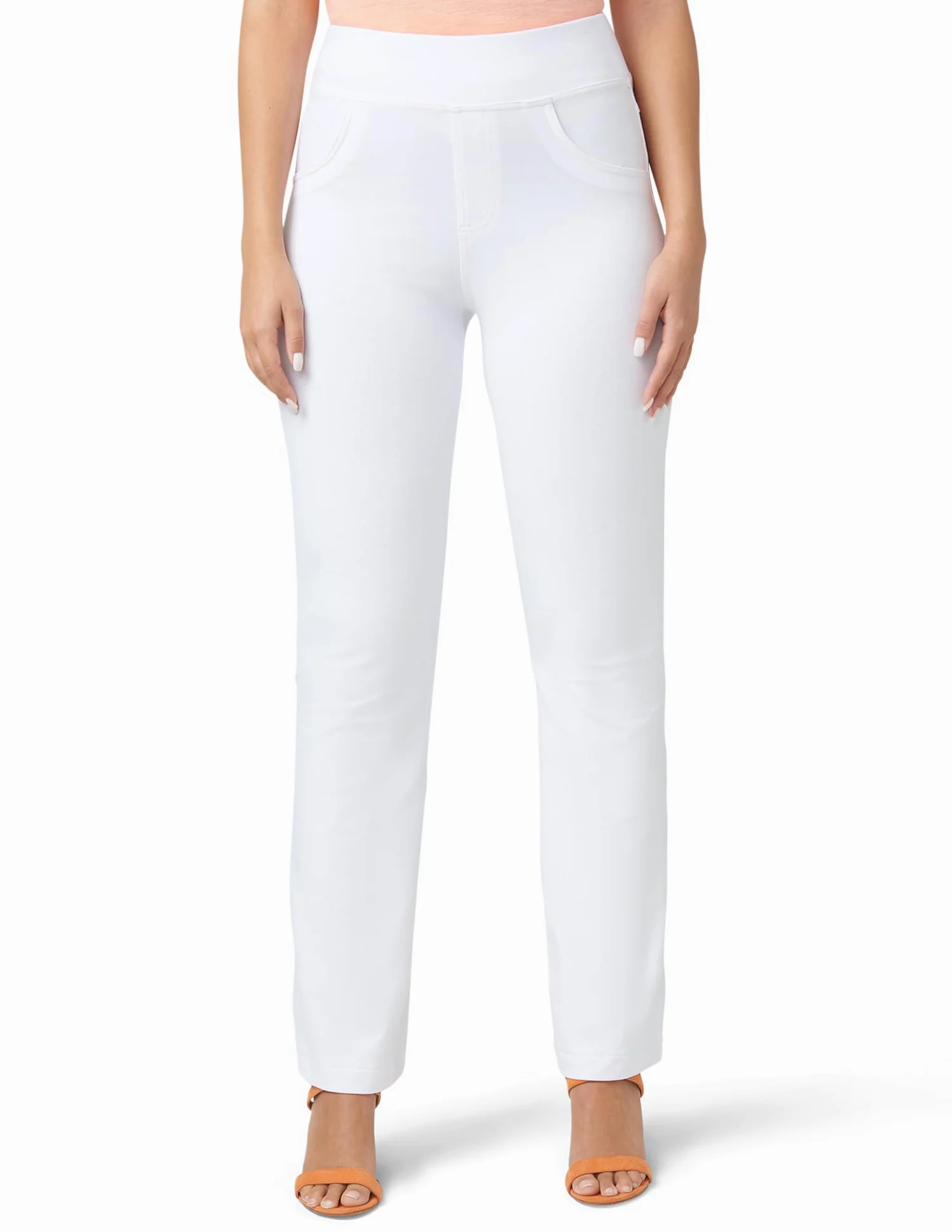 HUE Super Soft Stretch High Rise Straight Leg Denim Leggings, Jeggings With No Side Seams - Leginsy Kobiety