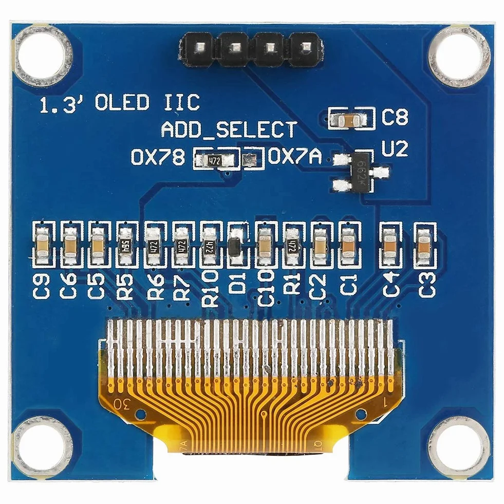 Moduł wyświetlacza OLED 1,3 cala rozdzielczość 128 x 64 4-pinowy I2C SSD1106 do inteligentnych urządzeń MP3 niebieski