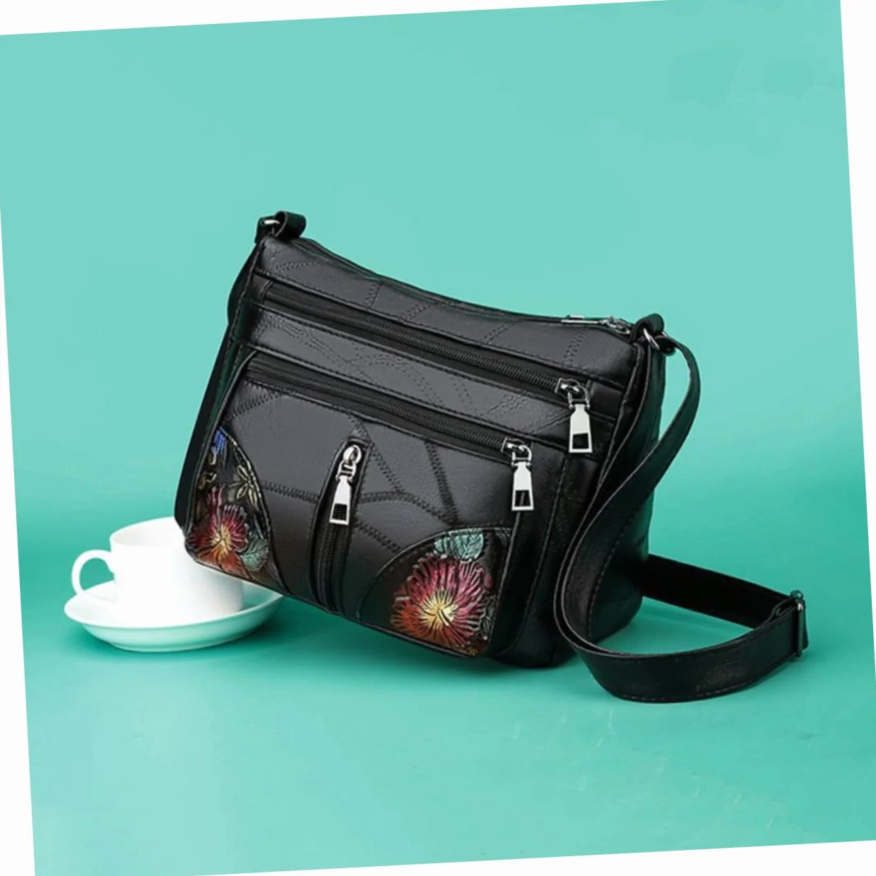 CALLARON Skórzana Torba Na Zewnątrz Damska Torba Na Ramię Modna Torba Typu Crossbody Dla Dziewcząt Kieszenie Na Zamek Błyskawiczny Mini Torby Dla Dziewcząt Czarna