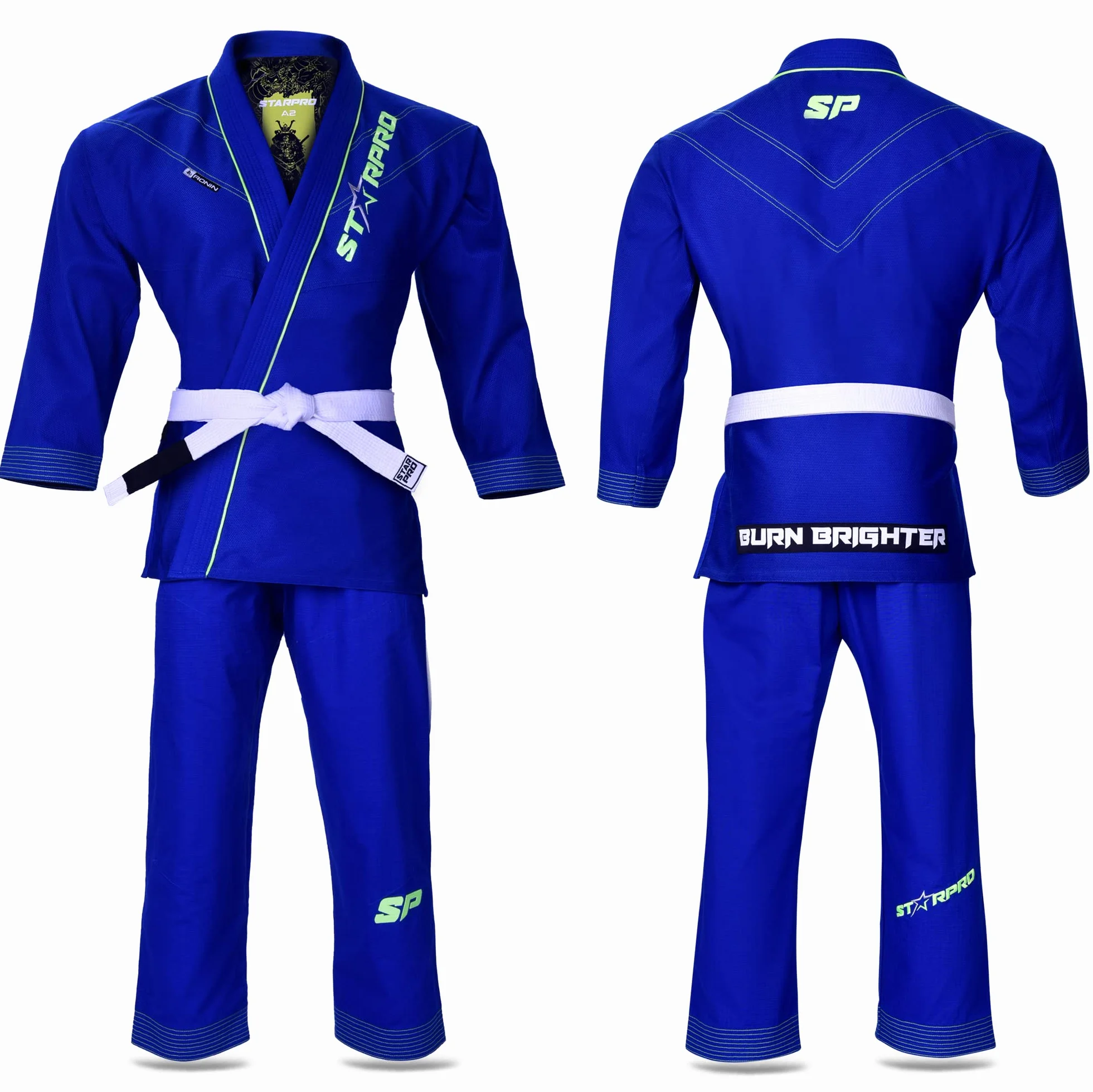 Starpro Ronin BJJ Gi 355 g - mieszanka bawełny Power - biały i czarny - Preshrunk Professional Martial Arts kimono do treningu i zawodów - dla mężczyzn i kobiet, niebieski, A5
