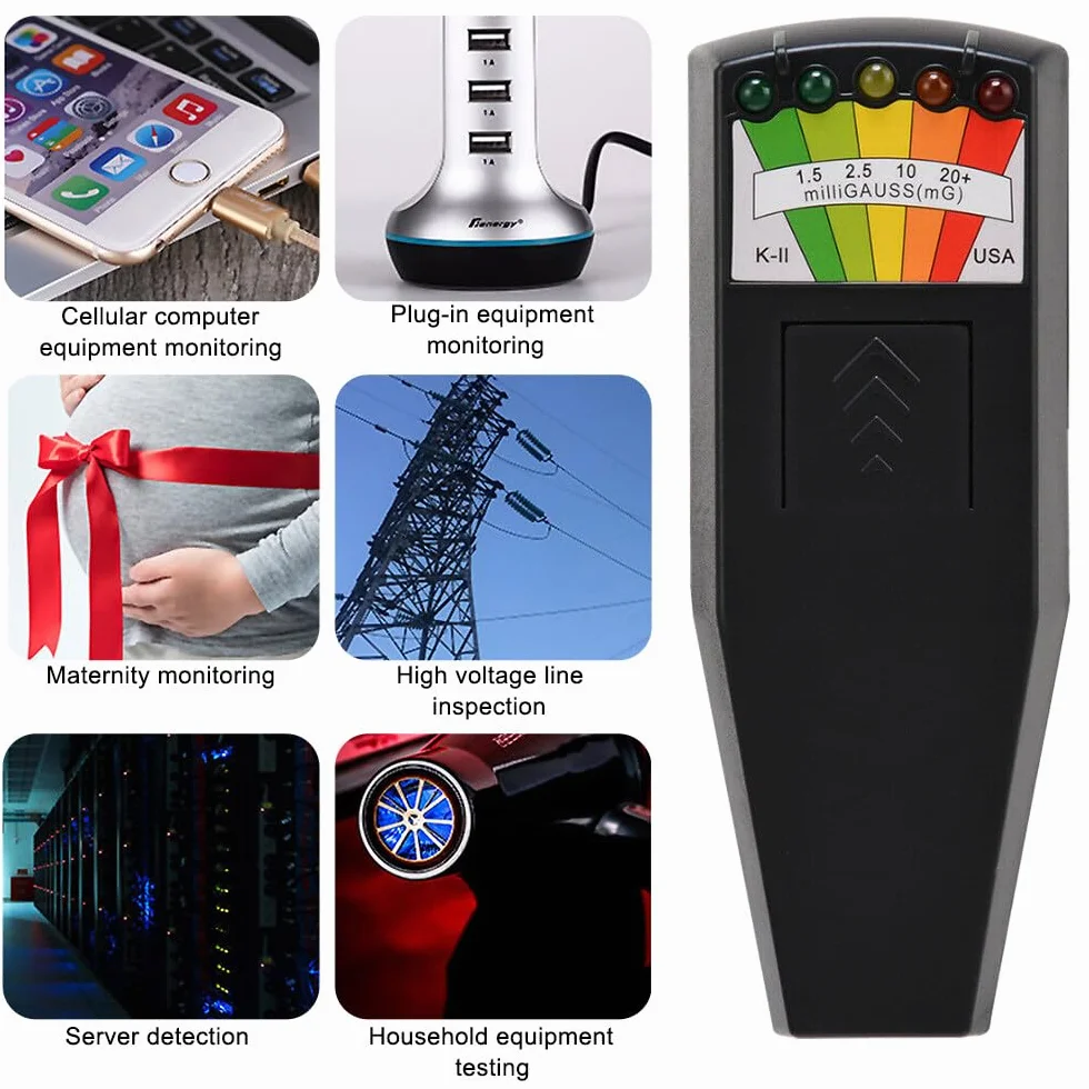 K2 przenośny detektor promieniowania elektromagnetycznego, 5 diod LED, miernik Ghost Hunting Equipment K2, do biura, domu, polowania na duchy, 50 Hz - 20 000 Hz, czarny