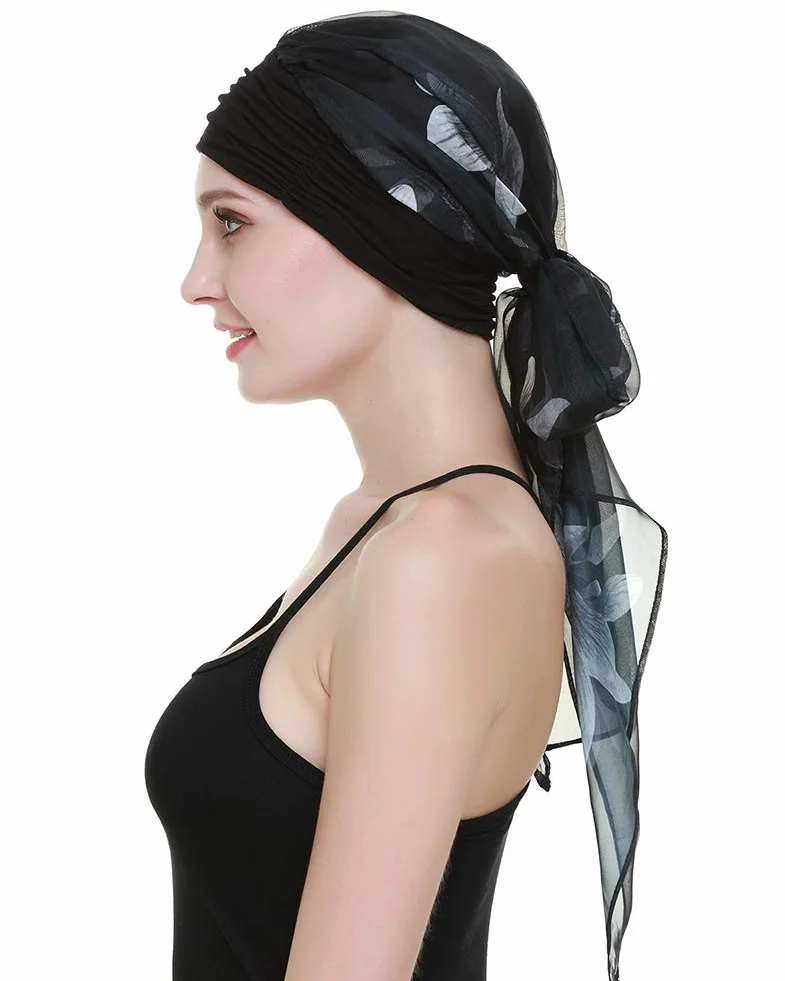 FocusCare chemo turban nakrycie głowy dla kobiet po chemioterapii chorych na raka, White Flowers, jeden rozmiar