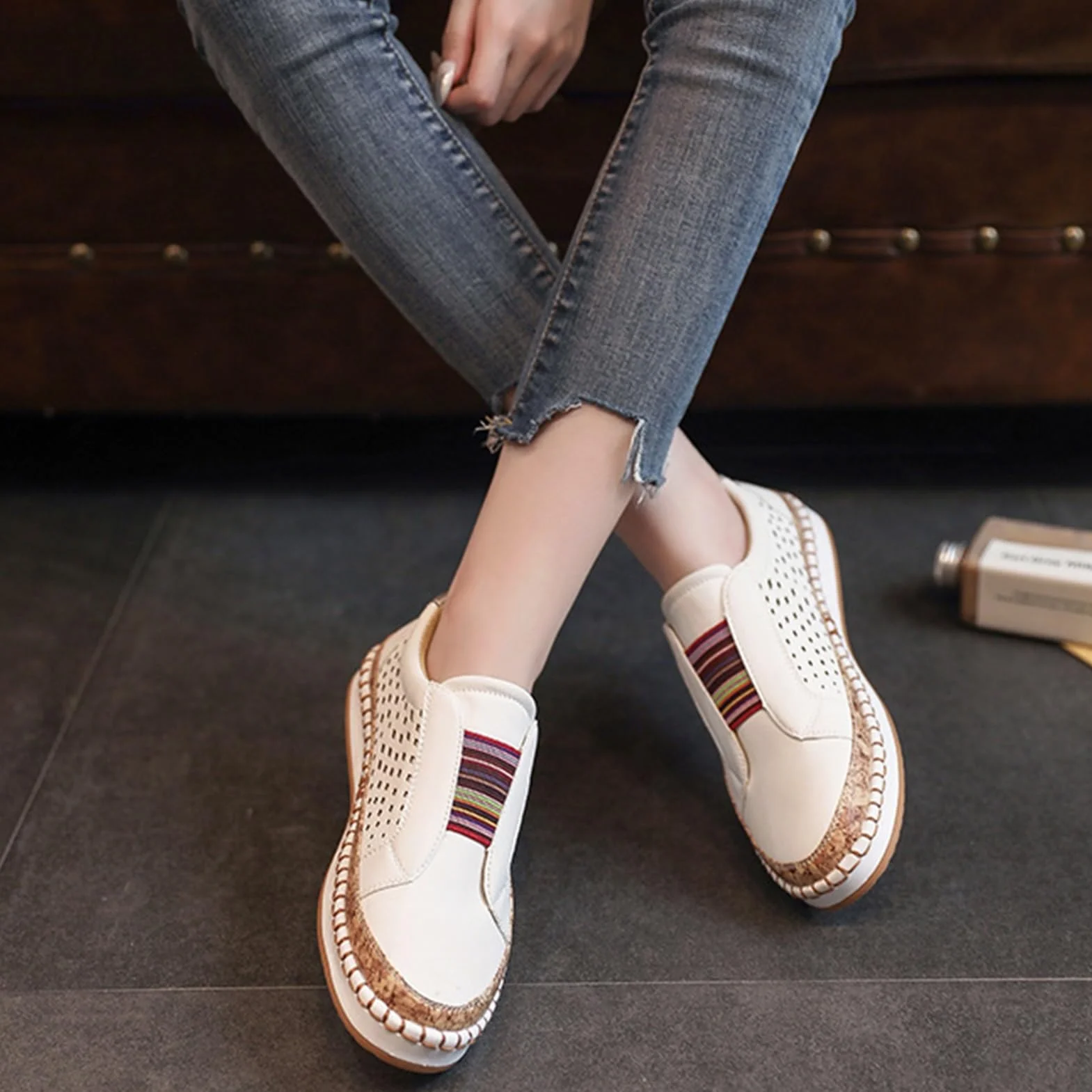 Plus Size Walking Sneakers Shoes For Elderly Women Wide Comfy Arch Support Orthopedic Arthritis Flat Oxfords Shoes