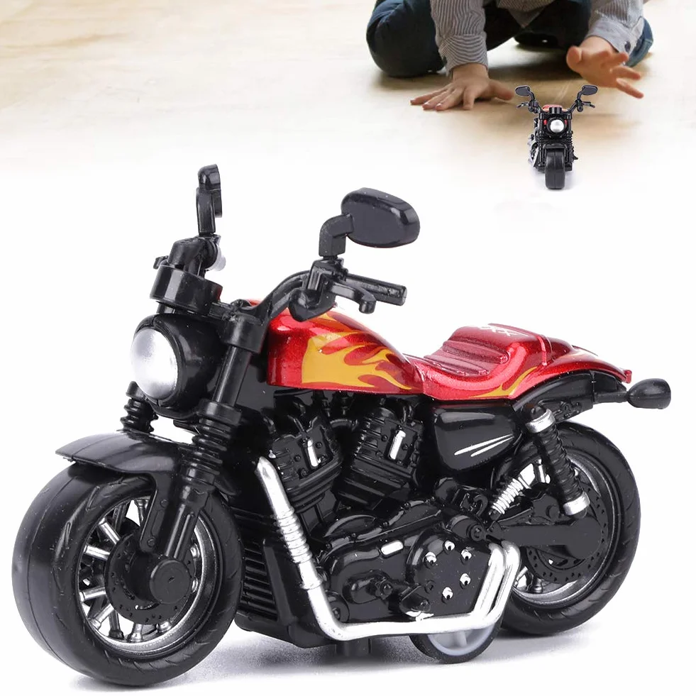 Aluminiowa zabawka motocyklowa Wysoka symulacja Model motocykla Pojazd typu pull-back Zabawka dla dzieci Zestaw prezentowy z zabawkami intelektualnymi (czerwony)