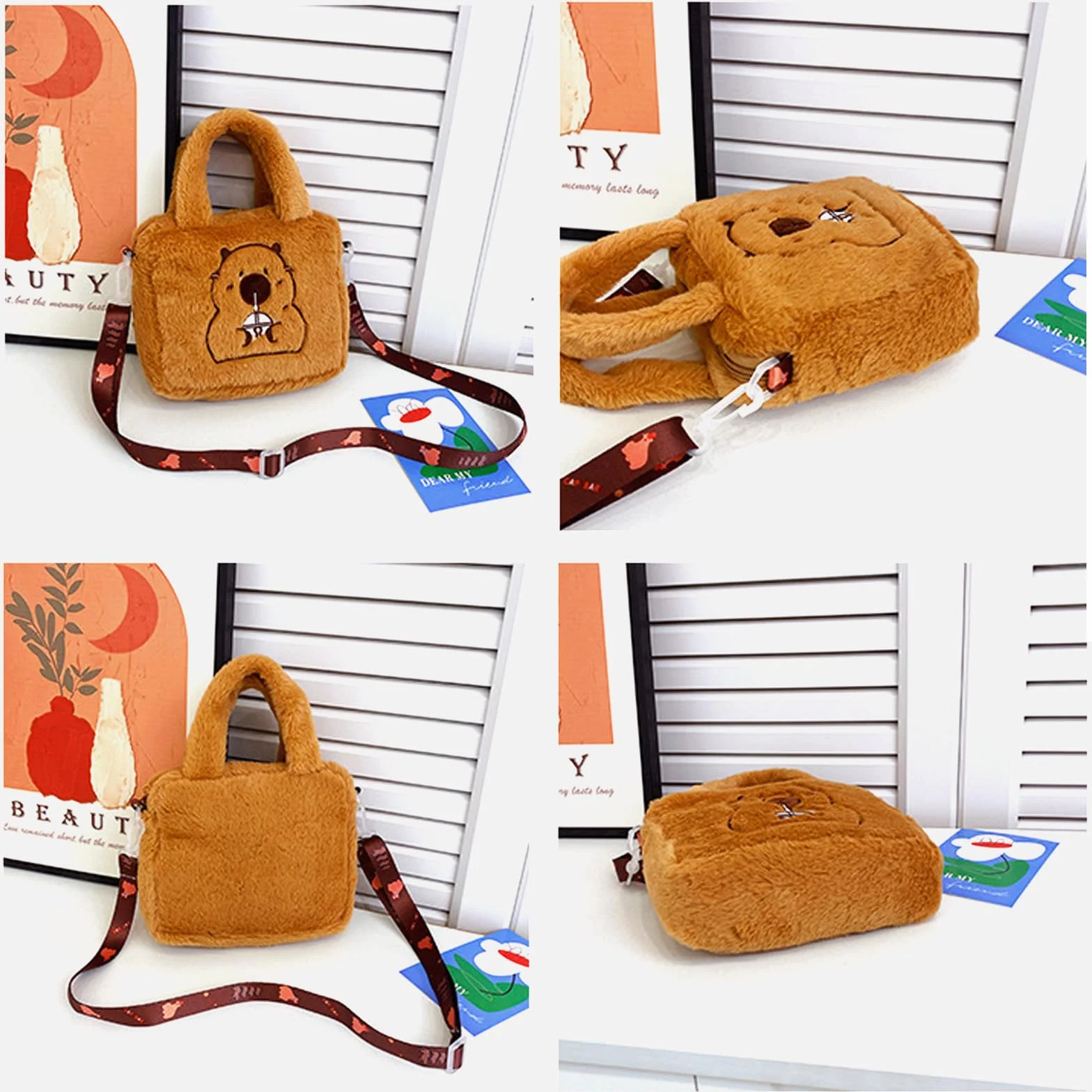 Capybara Pluszowa torebka dziewczęca torba na ramię crossbody 18x16x6 cm