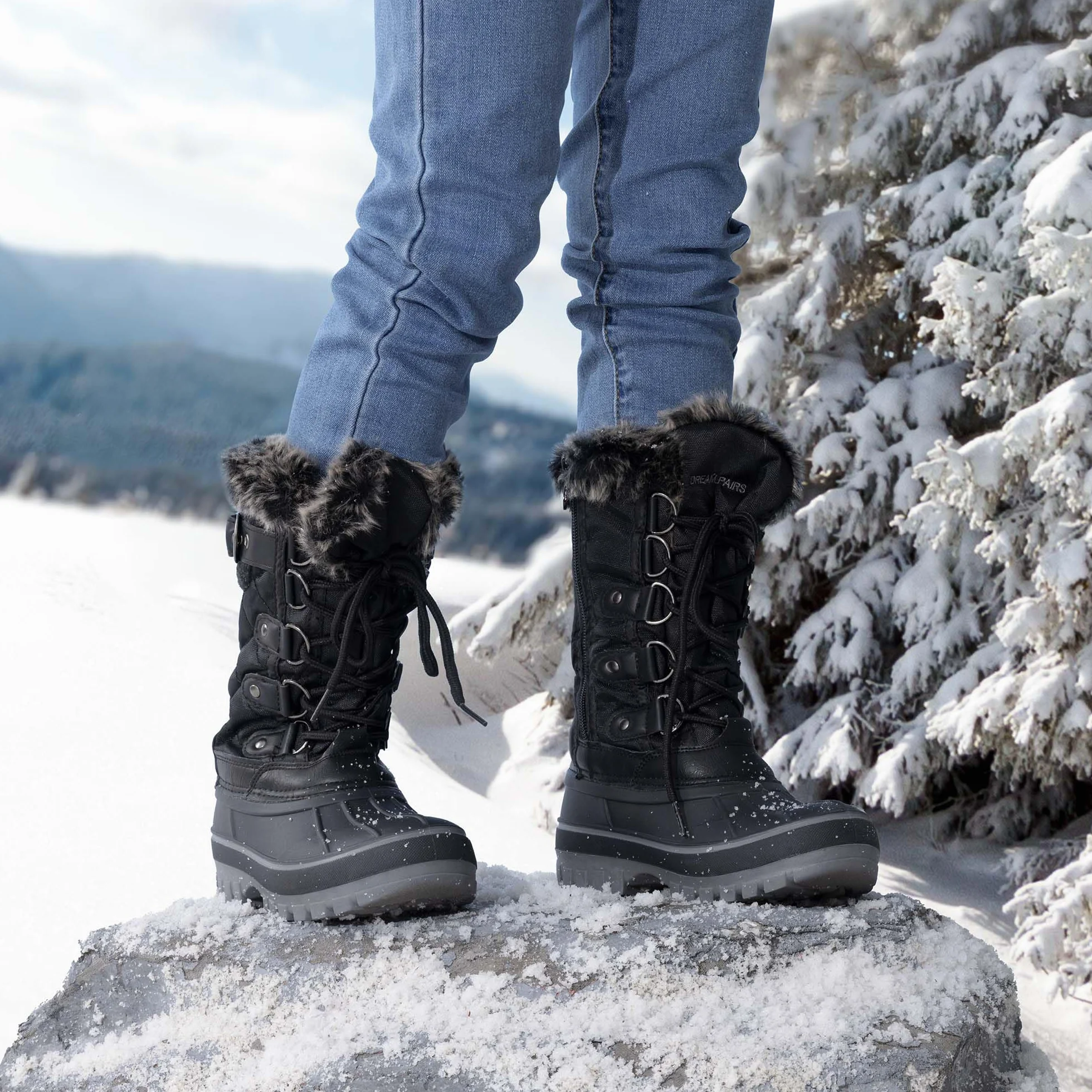 DREAM PAIRS buty zimowe wodoodporne śniegowce ocieplane antypoślizgowe dla dzieci