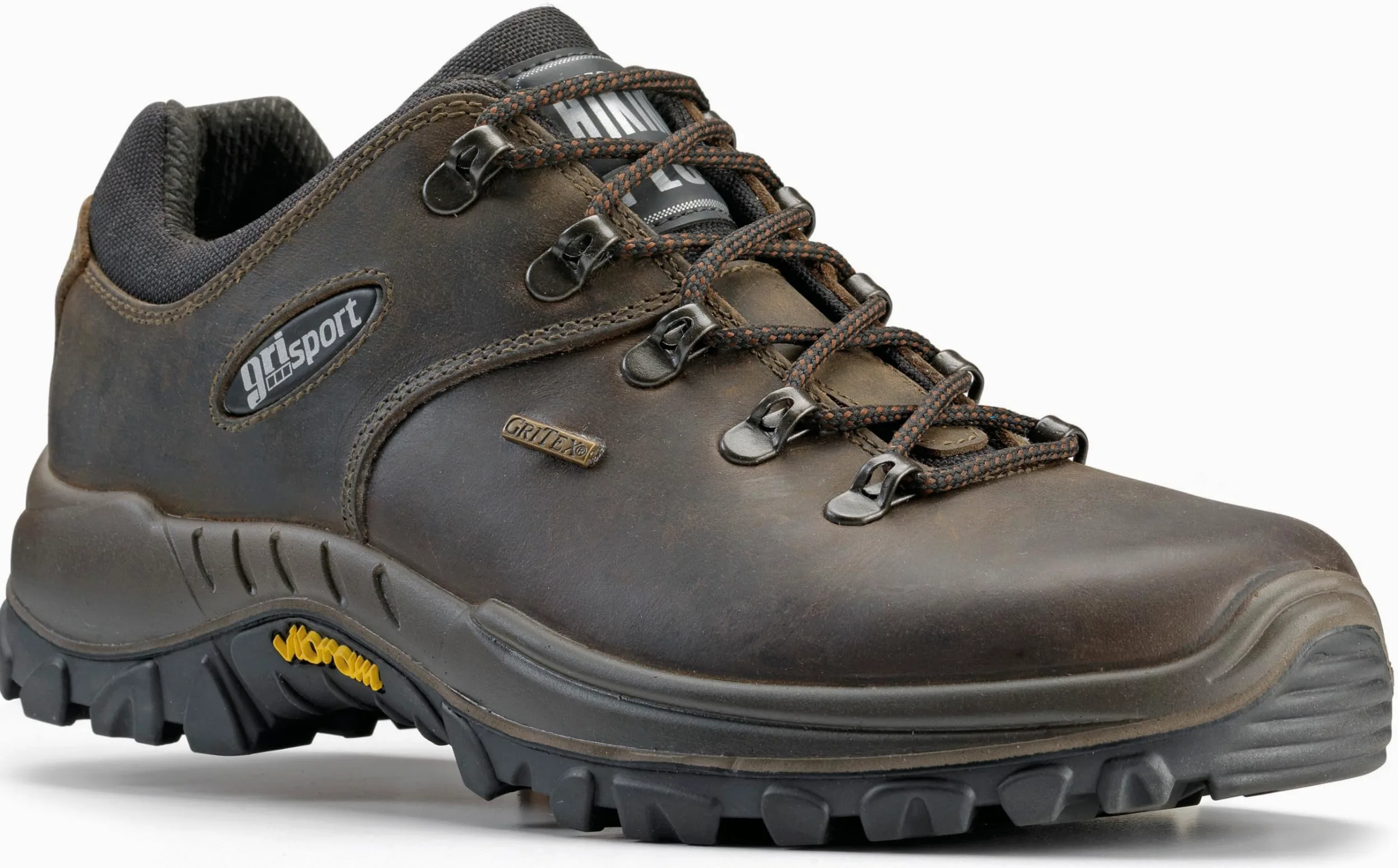 Grisport® Półbuty Brixen ze skóry bydlęcej z podeszwą Vibram®, buty do spędzania wolnego czasu, buty do aktywności na świeżym powietrzu, dla kobiet i mężczyzn, unisex, buty robocze, wodoodporne buty trekkingowe, na polowanie, półbuty skórzane, brązowy - b