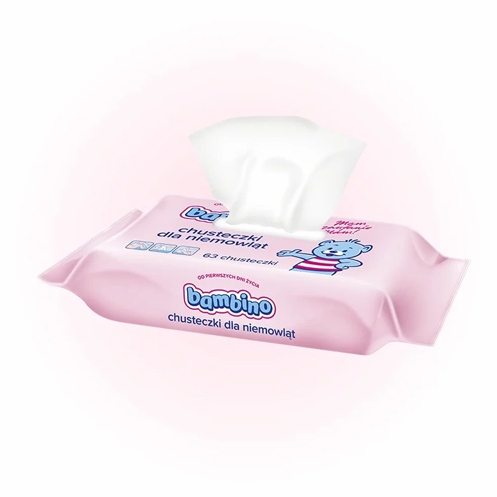 Bambino 5900017060101 Chusteczki Nawilżane dla Niemowląt, Różowy, 4 x 63 Sztuki
