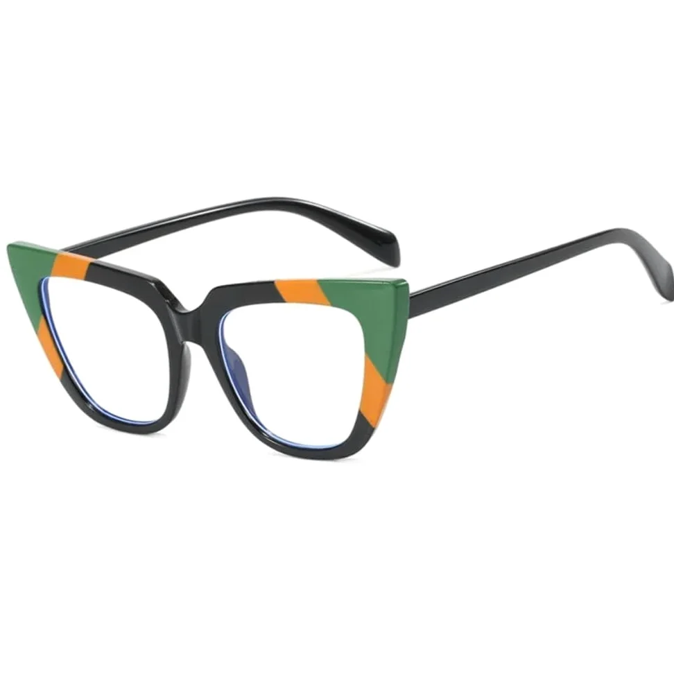 Retro kolorowe okulary damskie oprawki w kształcie kocich oczu przezroczyste soczewki okulary damskie