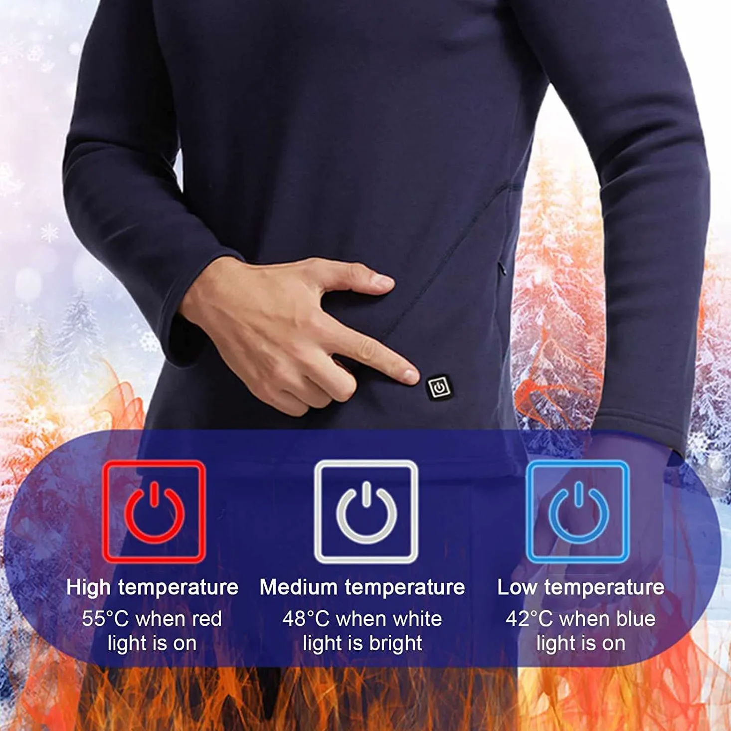 Komplet bielizny męskiej podgrzewany termiczny góra i dół dla mężczyzn, podgrzewana koszulka USB podgrzewana elektrycznie bielizna termoaktywna (Color : Czarny, Size : XXL-XXLarge)