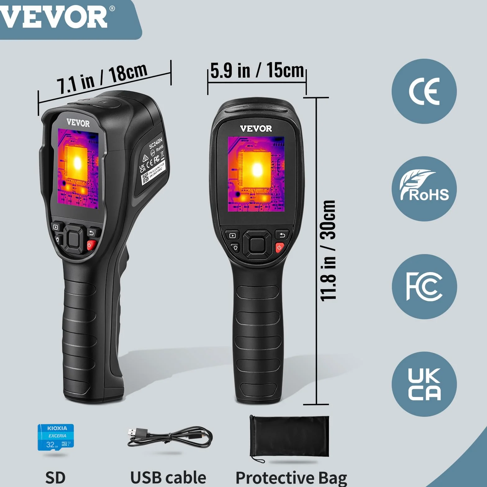 Vevor Sc240 Thermal Imaging Camera Termowizor, Czarny, 64 Gb