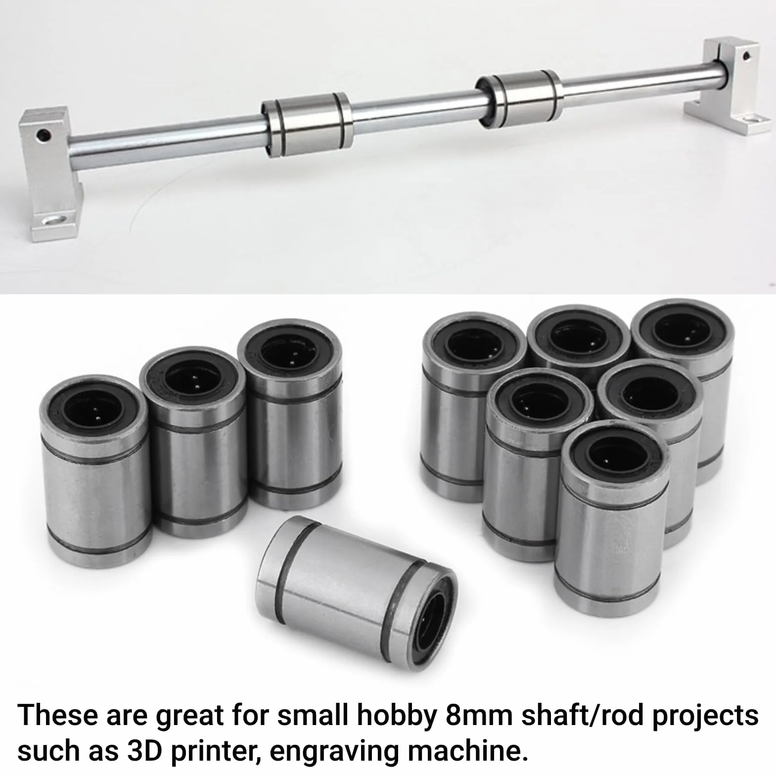 10 Sztuk Lm8uu Podwójne Liniowe Lm8uu Misumi, łożyska Liniowe łożyska 8mm Uszczelniony Cylinder Ruch Liniowy łożysko do 8mm Pręt 3D Drukarki CNC Części