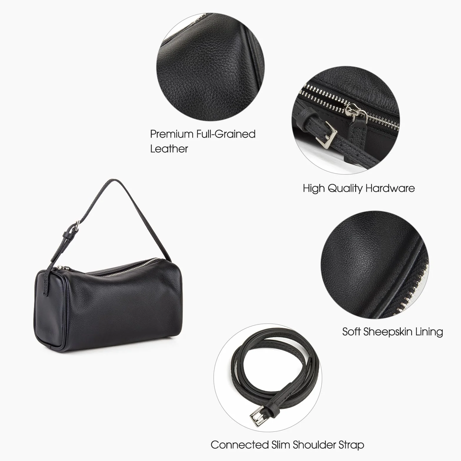 DONNAIN Wysokiej jakości torebki crossbody ze skóry licowej dla kobiet, torby hobo dla kobiet, crossbody z regulowanym paskiem