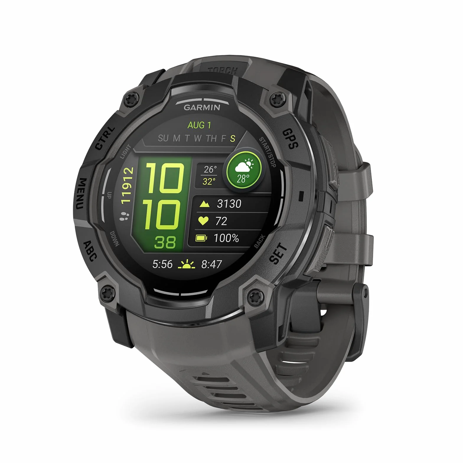 Garmin Instinct 3 [odnowiony], wytrzymały smartwatch GPS 50 mm, wbudowane aplikacje sportowe i monitorowanie zdrowia, latarka LED, odporny na wstrząsy, 10 ATM, czas pracy baterii do 24 dni, czarny