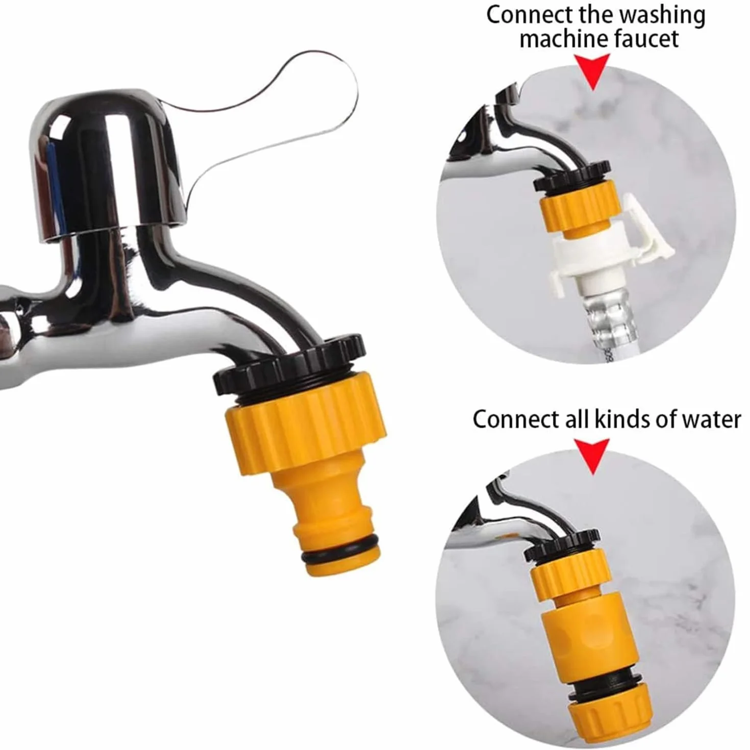 Gardena adapter do kranu, złącze węża, przyłącze kranu, przyłącze Gardena, adapter do kranu, wąż ogrodowy, 1/2 cala 3/4 cala, przyłącze kranu 2 w 1 (5 sztuk)