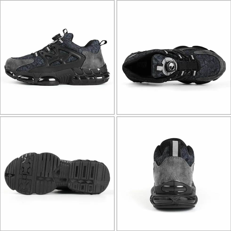 OFFCUP Męskie buty ochronne, buty ochronne, buty robocze ze stalowym noskiem, buty robocze, lekkie, wygodne, buty robocze, przemysłowe, trampki, antypoślizgowe, amortyzacja wstrząsów, zamek górski