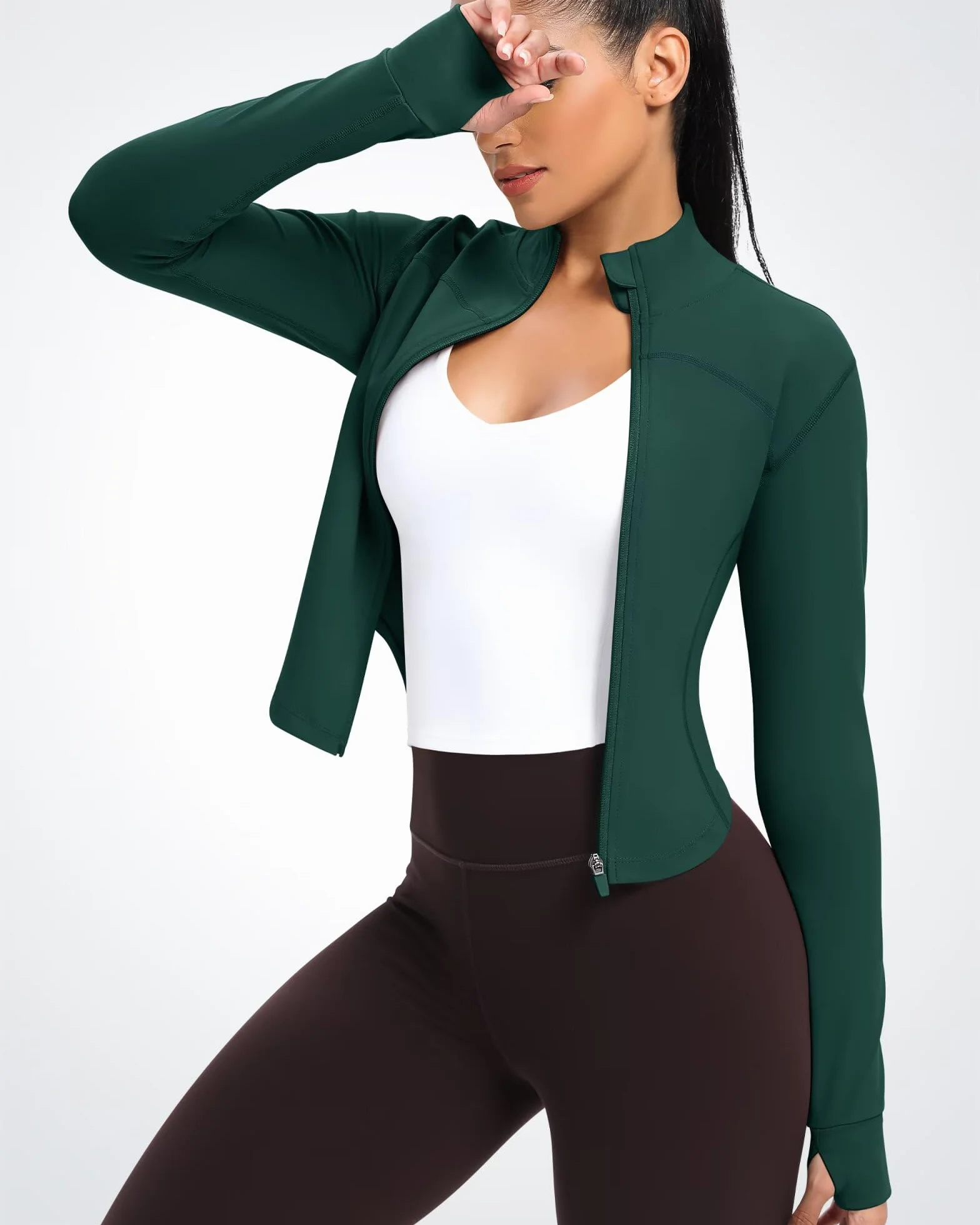 QUEENIEKE damska kurtka do biegania slim fit i miękka w dotyku bluza sportowa z pełną boczną kieszenią na zamek błyskawiczny
