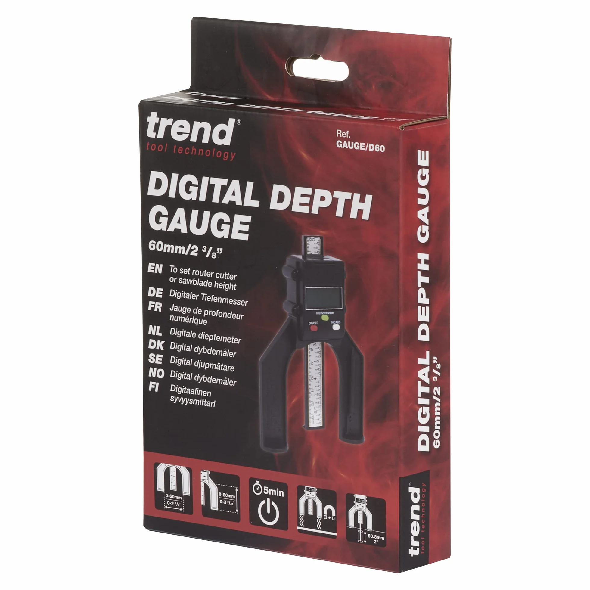 Trend Digital Depth Gauge - do ustawiania i sprawdzania głębokości do zastosowań związanych z frezowaniem i piłowaniem, GAUGE/D60
