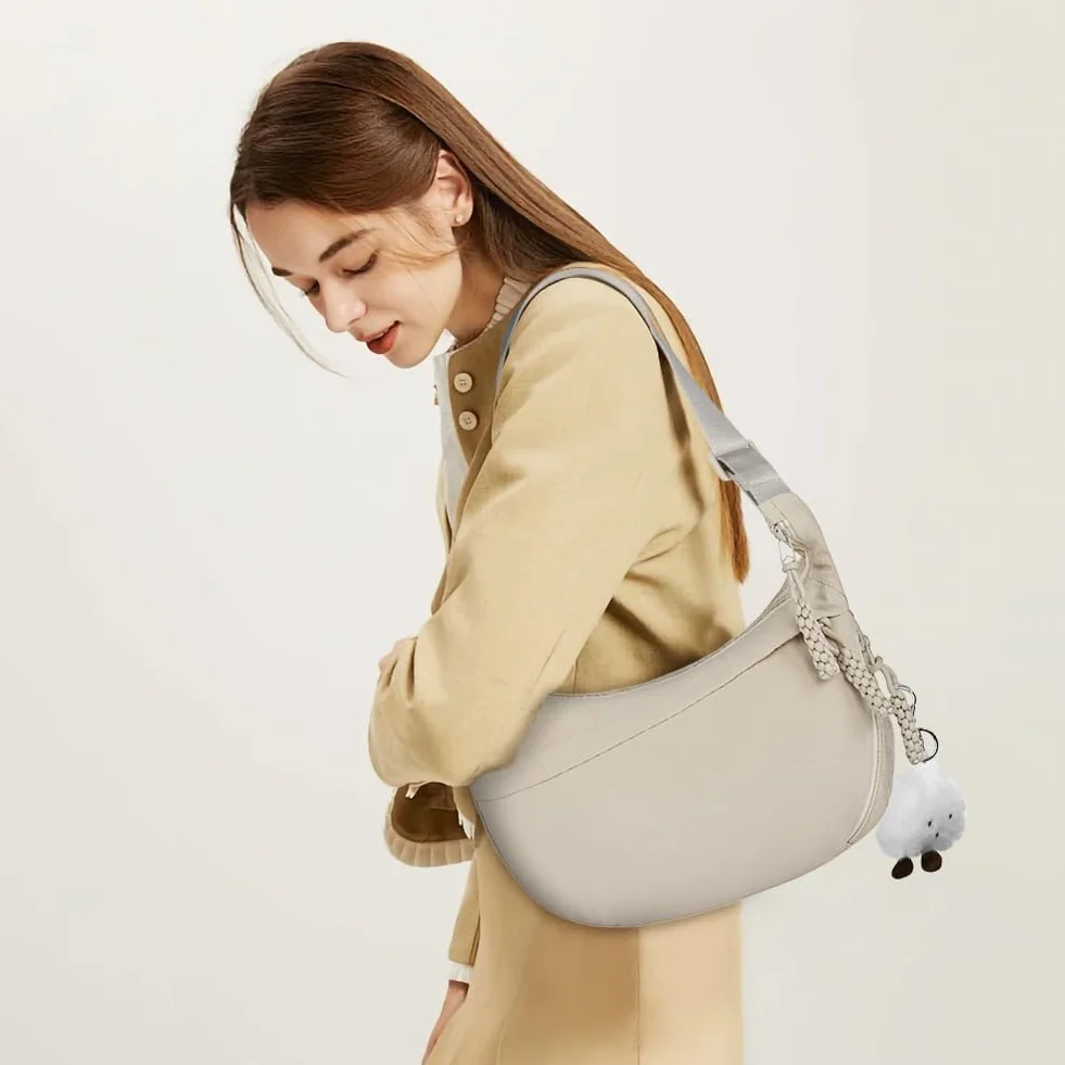 Aucuu Crossbody Bag damska torba na ramię, półksiężyc, torba na ramię, sztruksowa, na co dzień, z regulowanym paskiem na ramię, do pracy, na podróż, na co dzień