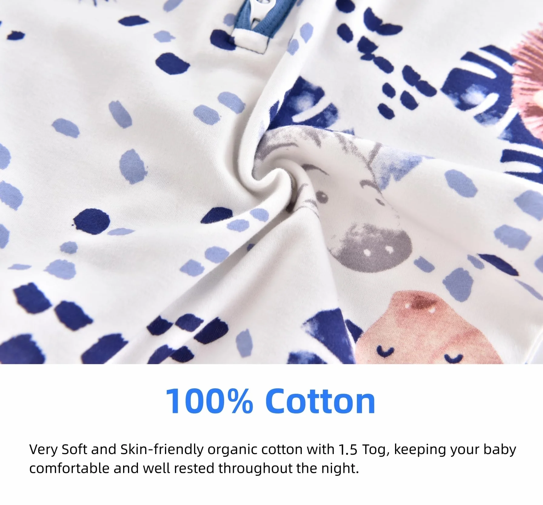 Chilsuessy śpiworek niemowlęcy z nogawkami, 1,5 TOG, 100% bawełna, całoroczny śpiworek dla dzieci, zebra, 70 cm / wzrost dziecka 75-85 cm