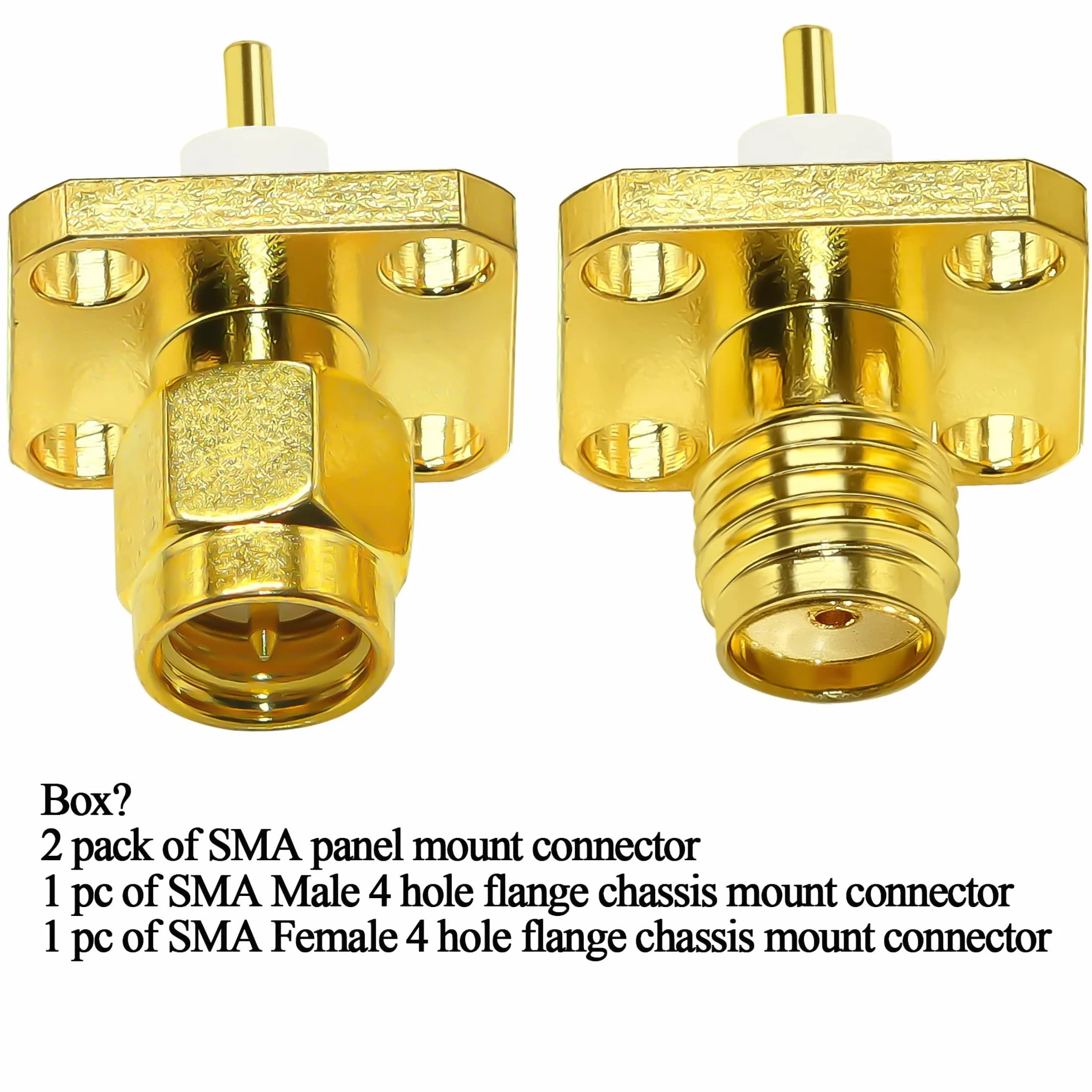 TUOLNK Złącze do montażu panelowego SMA 4-otworowa obudowa kołnierzowa adapter koncentryczny SMA żeńskie gniazdo montażowe panel słupkowy prosty izolator PCB koncentryczny konwerter 2 szt