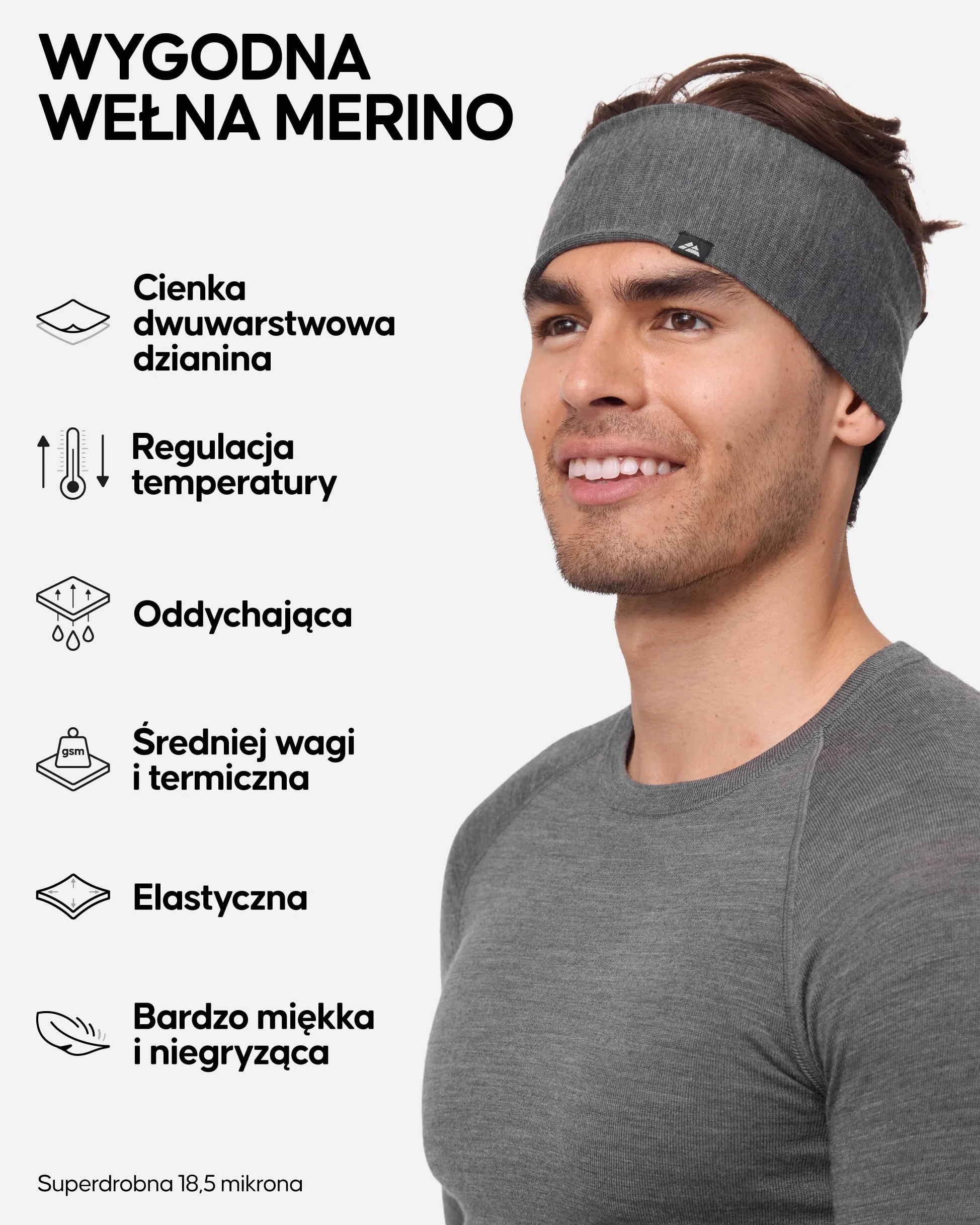 DANISH ENDURANCE Opaska na Głowę, Wełna Merino, 1 lub 2-Pak, Dark Grey - 2 Pack, L/XL