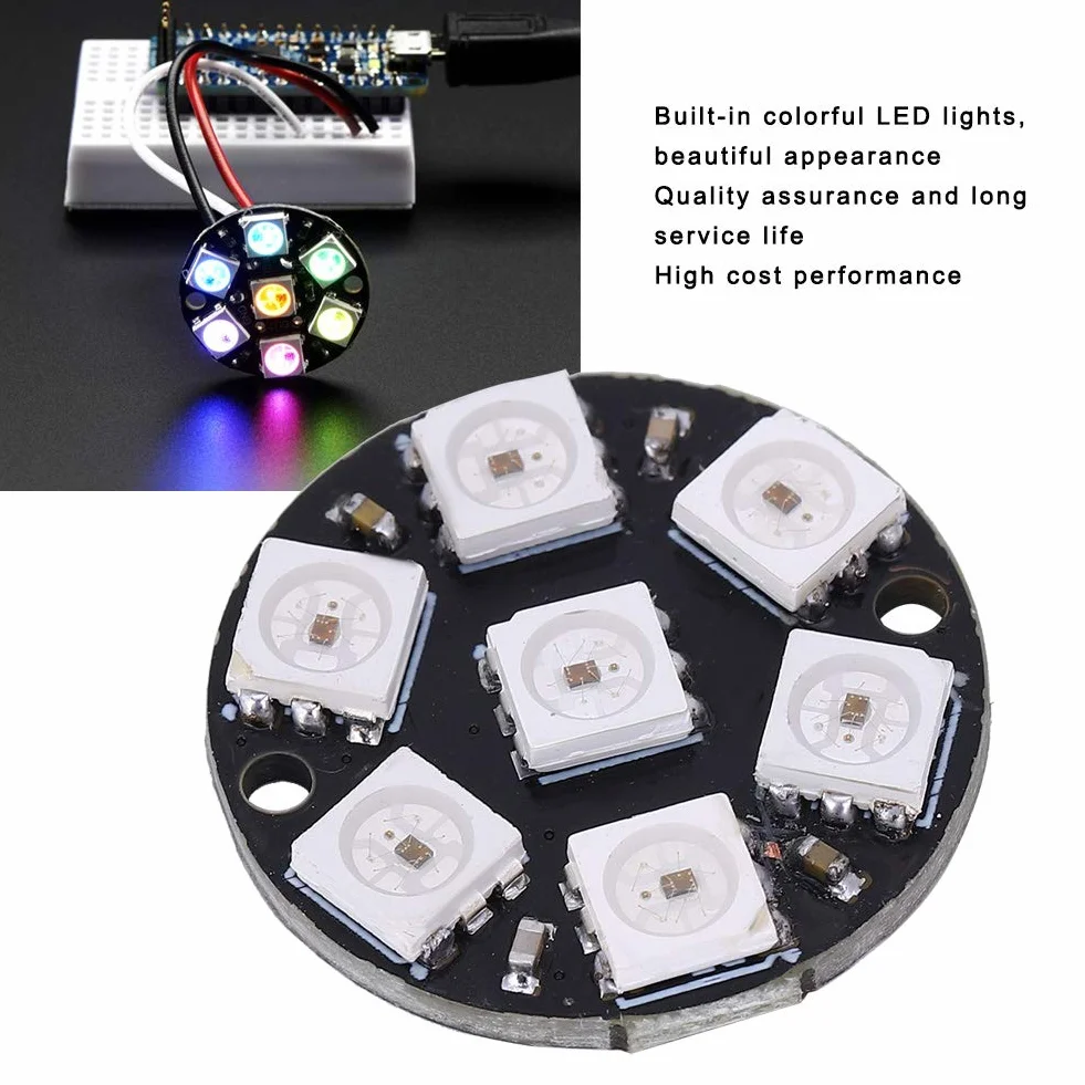 10 Sztuk Sterownik Led, Okrągłe Wbudowane światło Kolorowe WS2812 Ws2812b Płytka Rozwojowa Pierścienia 7bit Led RGB Cjmcu 7 Bit WS2812 5050 RGB