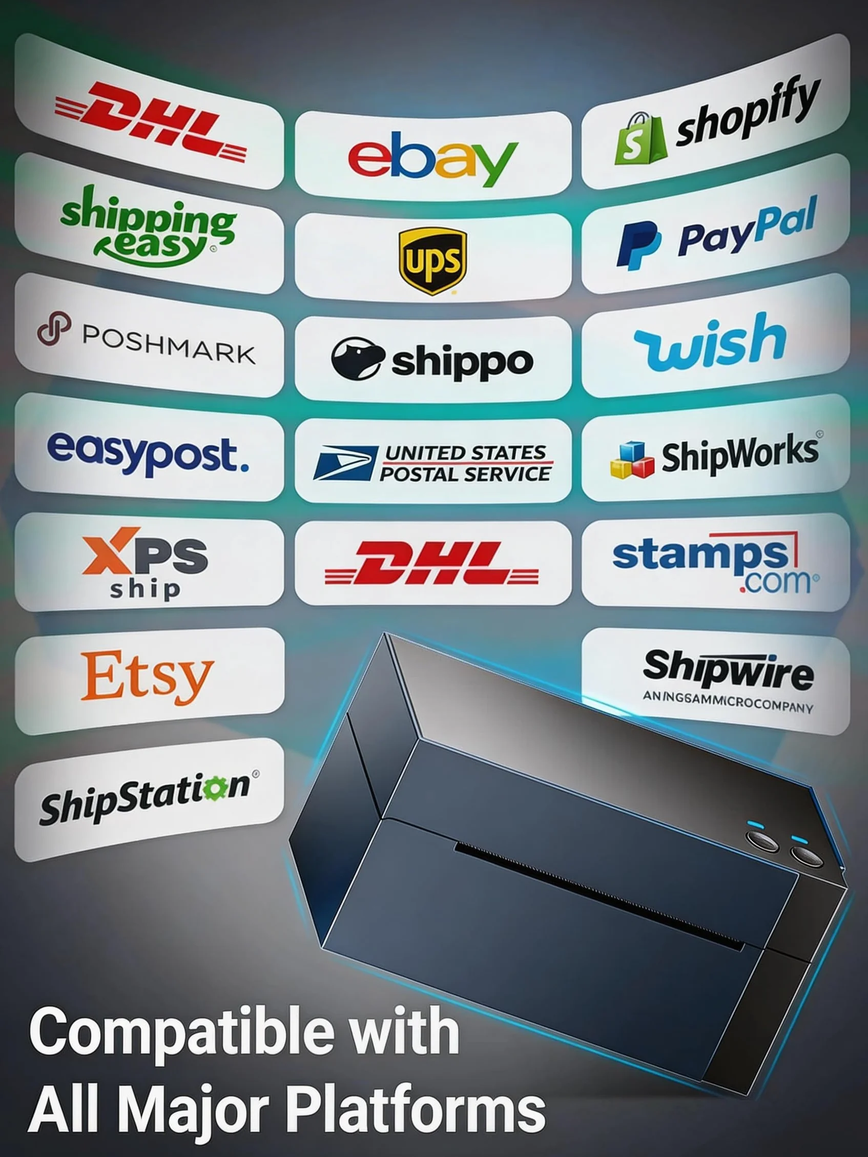 Phomemo Drukarka etykiet WiFi DHL, 344WF WiFi, etykiety termiczne do kodów kreskowych, 4 x 6 do UPS, Ebay, Etsy, Shopify, Amazon, Royal Mail, FedEx, USPS