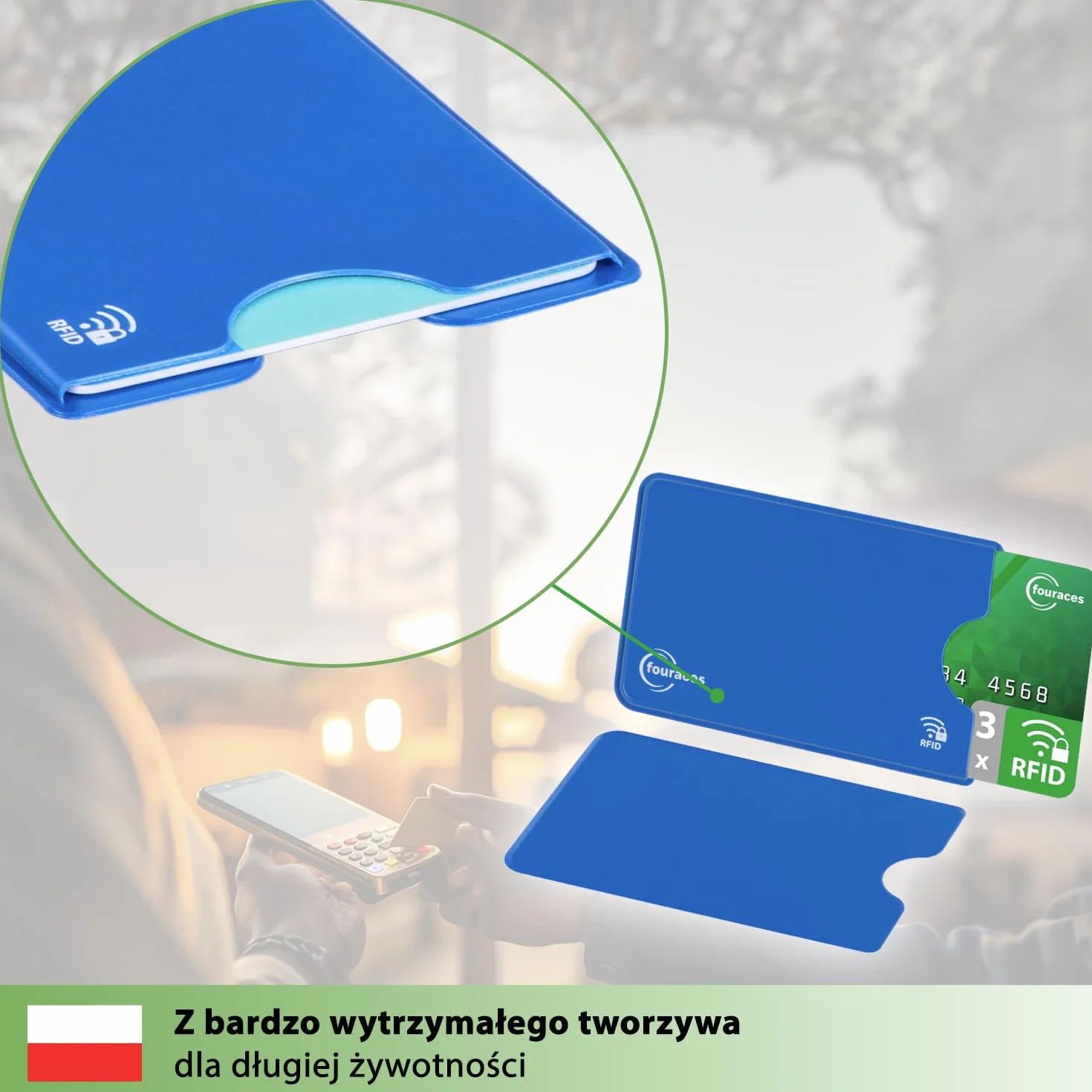 fouraces 3x etui ochronne z blokadą RFID – różne kolory – zabezpieczenie przed kradzieżą danych – etui NFC – etui na karty kredytowe i karty EC, etui na karty EC na karty bankowe