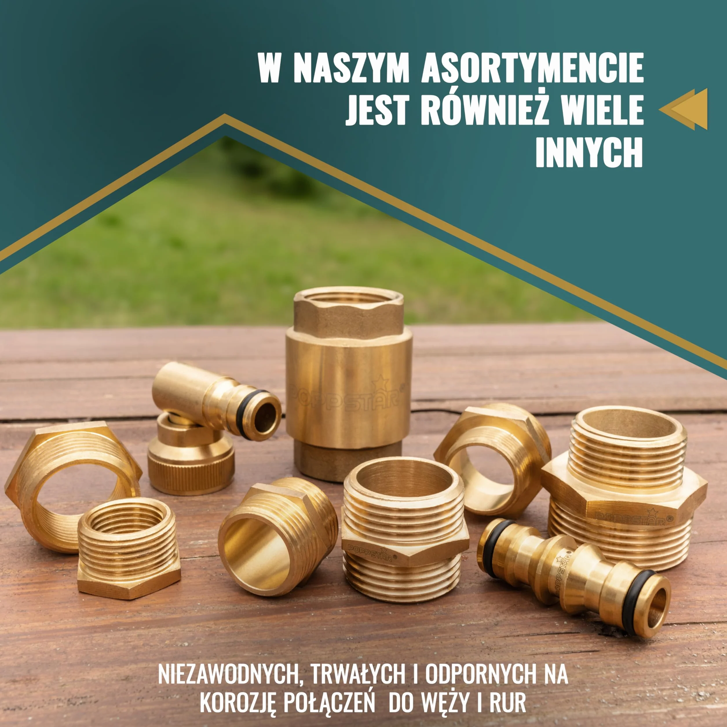 Poppstar mosiężny podwójny nypel, 3/4 cala, sześciokątny, 1 sztuka