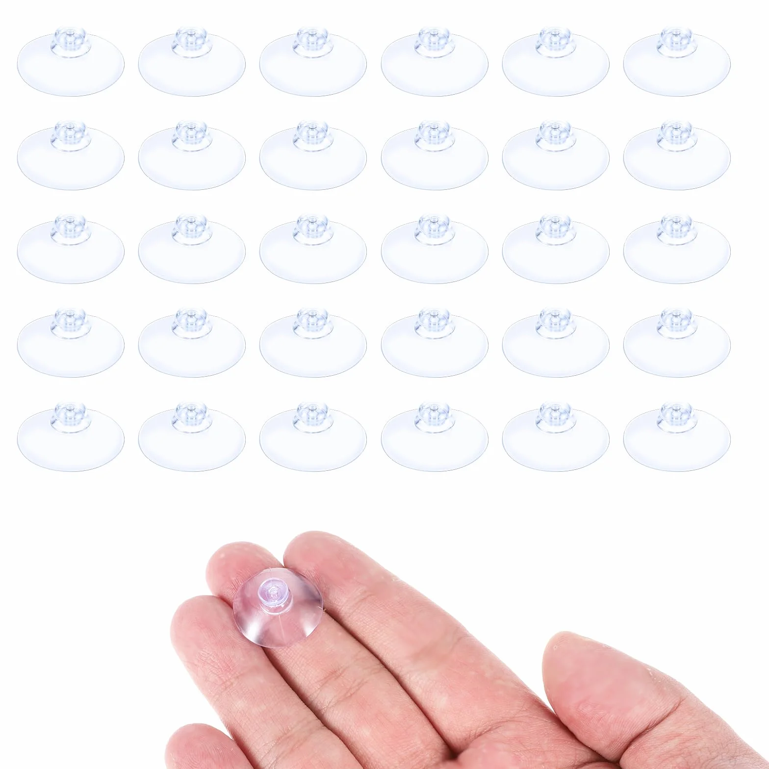 simarro 30 sztuk mini przyssawek bez haczyka, przezroczyste przyssawki PVC, małe okrągłe przyssawki z plastiku do stosowania na zewnątrz, w kuchni, łazience, na oknach i lusterkach (20mm)