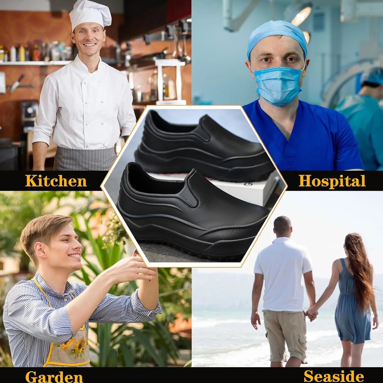 Męskie antypoślizgowe buty szefa kuchni, profesjonalne buty robocze, męskie buty do karmienia, antypoślizgowe i oddychające, buty ochronne dla kucharzy, wygodne obuwie restauracyjne, odporne na olej i