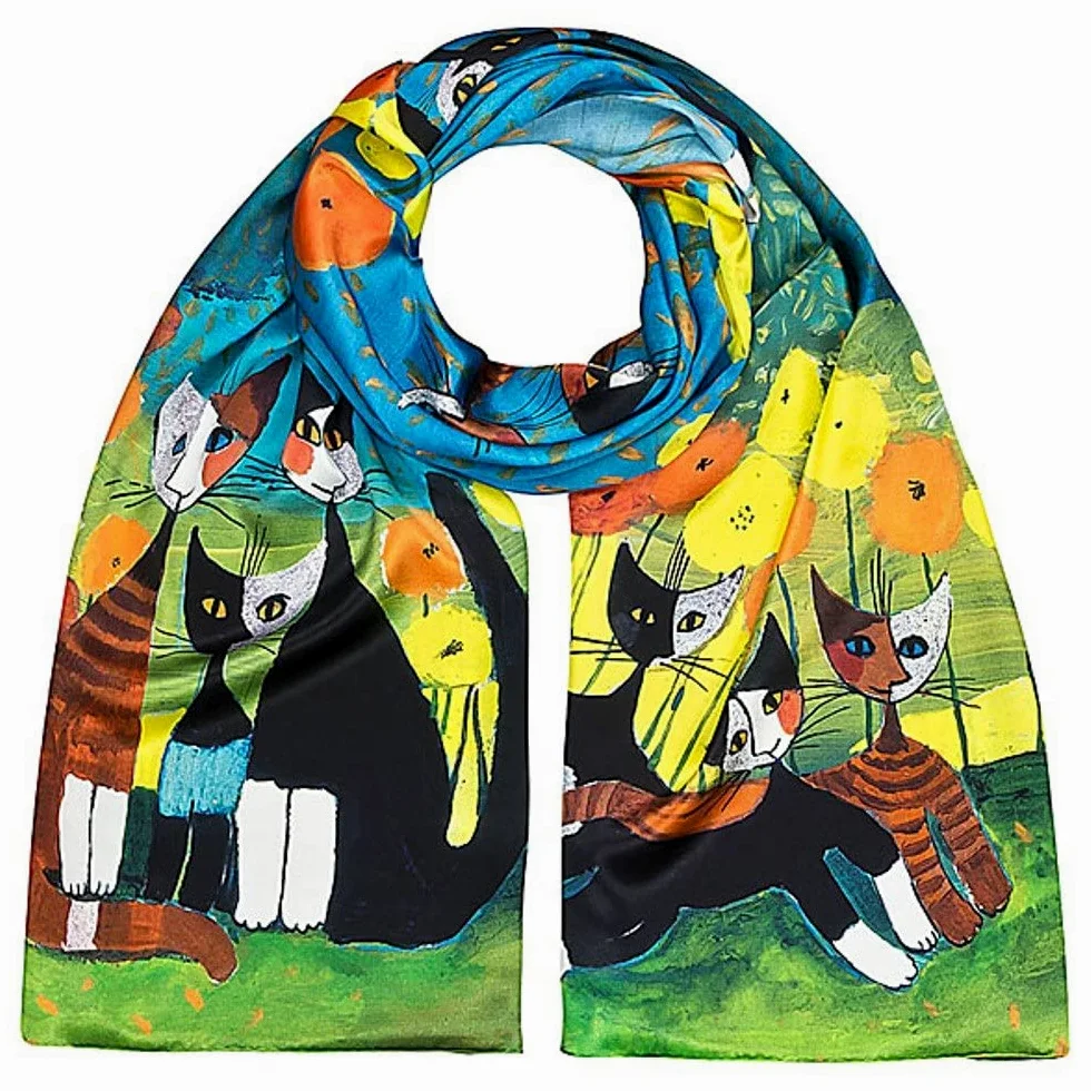 VON LILIENFELD apaszka damska 100% jedwab Rosina Wachtmeister All together motif scarf jedwabna apaszka 172 x 42 cm
