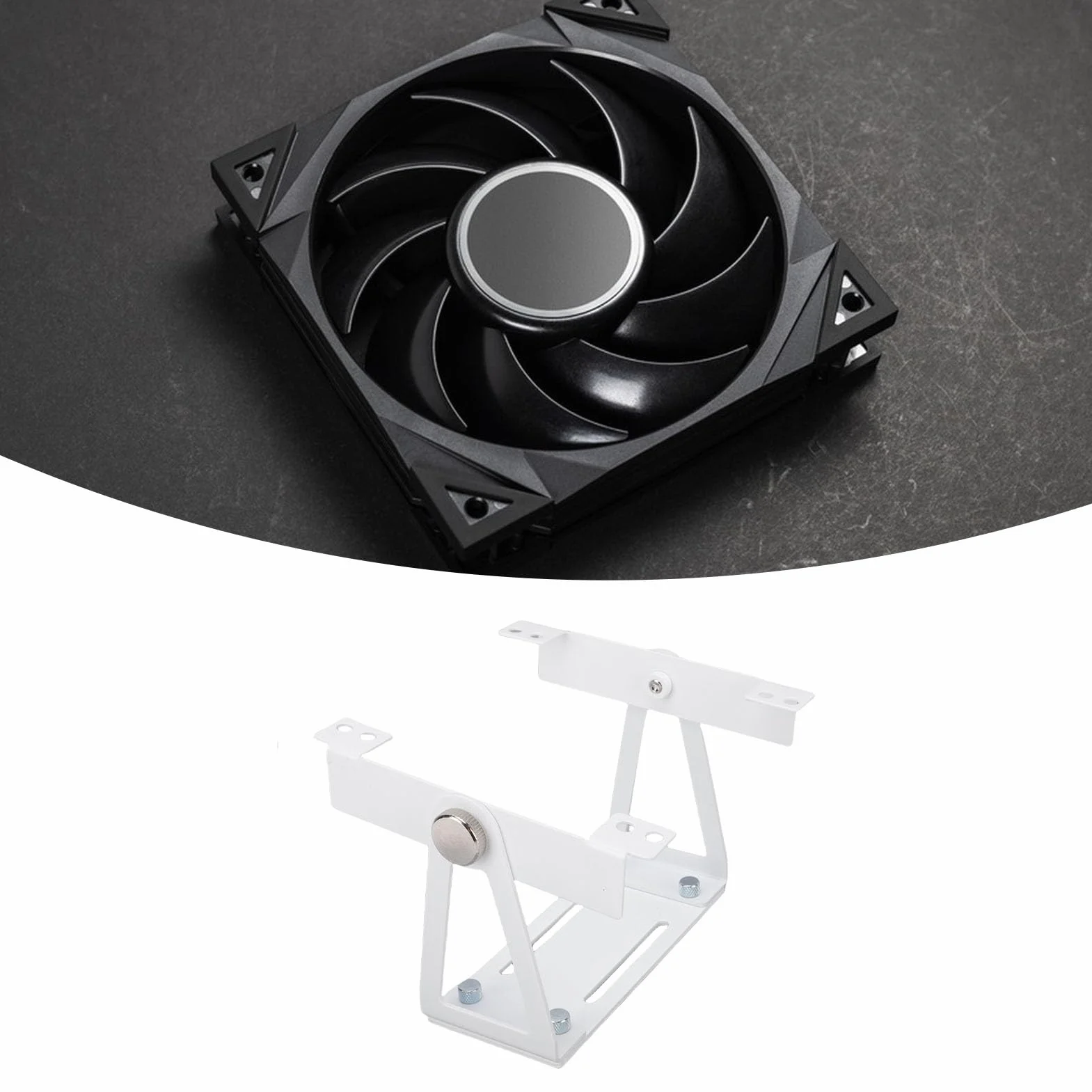 Fabater Obrotowy, Uniwersalny Uchwyt Wentylatora ze Stopu Aluminium, Regulowany Stojak o 360 Stopniach dla Wentylatorów Komputerowych 120 Mm 140 Mm, z Wstępnie Wywierconymi Otworami (WHITE)