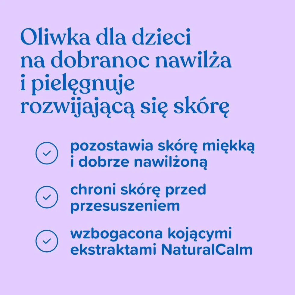 Johnson's Bedtime oliwka dla dzieci na dobranoc 200 ml Oliwka dla dzieci na dobranoc przeznaczona do pielęgnacji delikatnej i wrażliwej skóry dziecka.