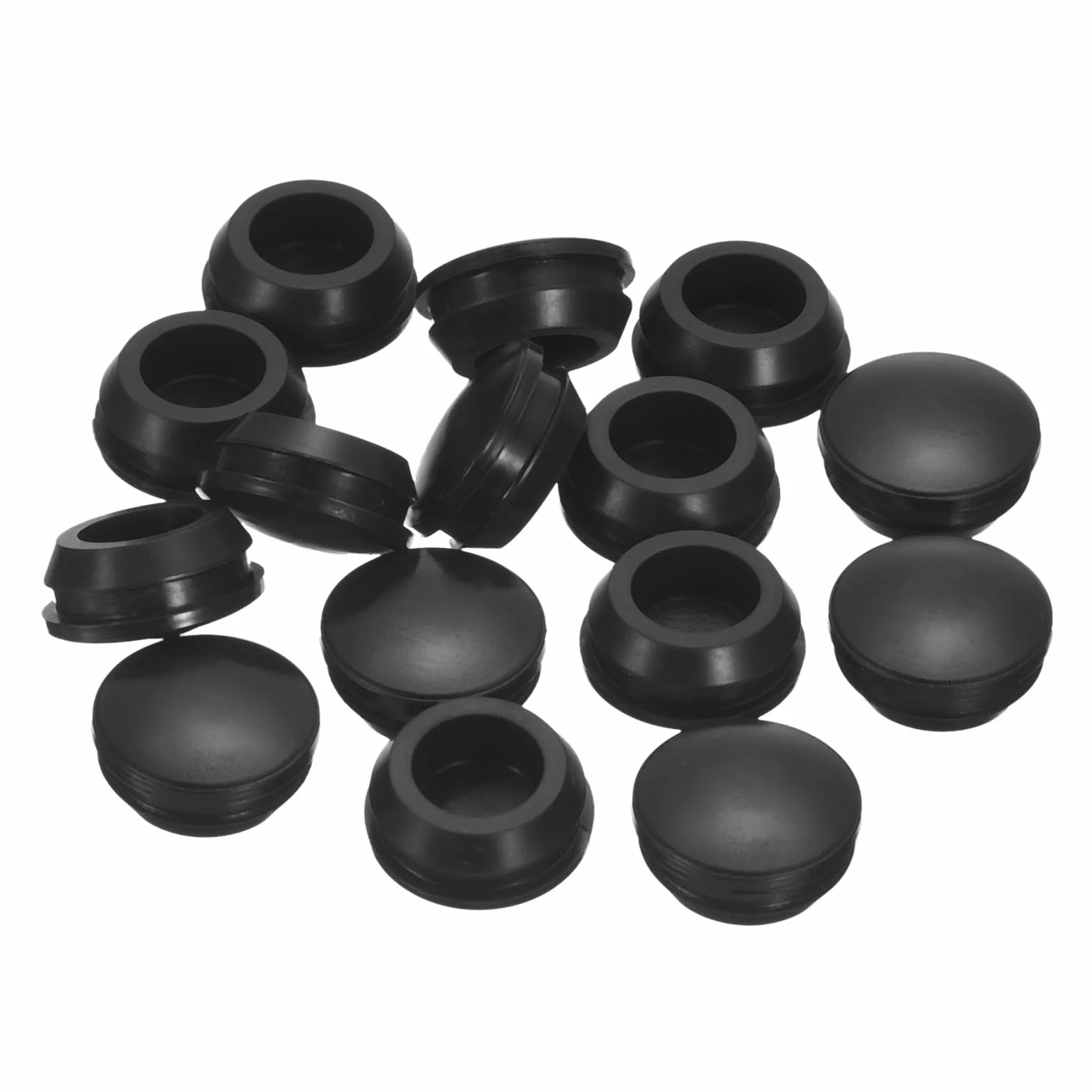 QUARKZMAN 15 sztuk zatyczek silikonowych, okrągłe, gumowe zatyczki do zatrzasków w otworach 14-15 mm, wodoszczelne zatyczki do metalowych rur, zaślepki do mebli, czarne wstawki