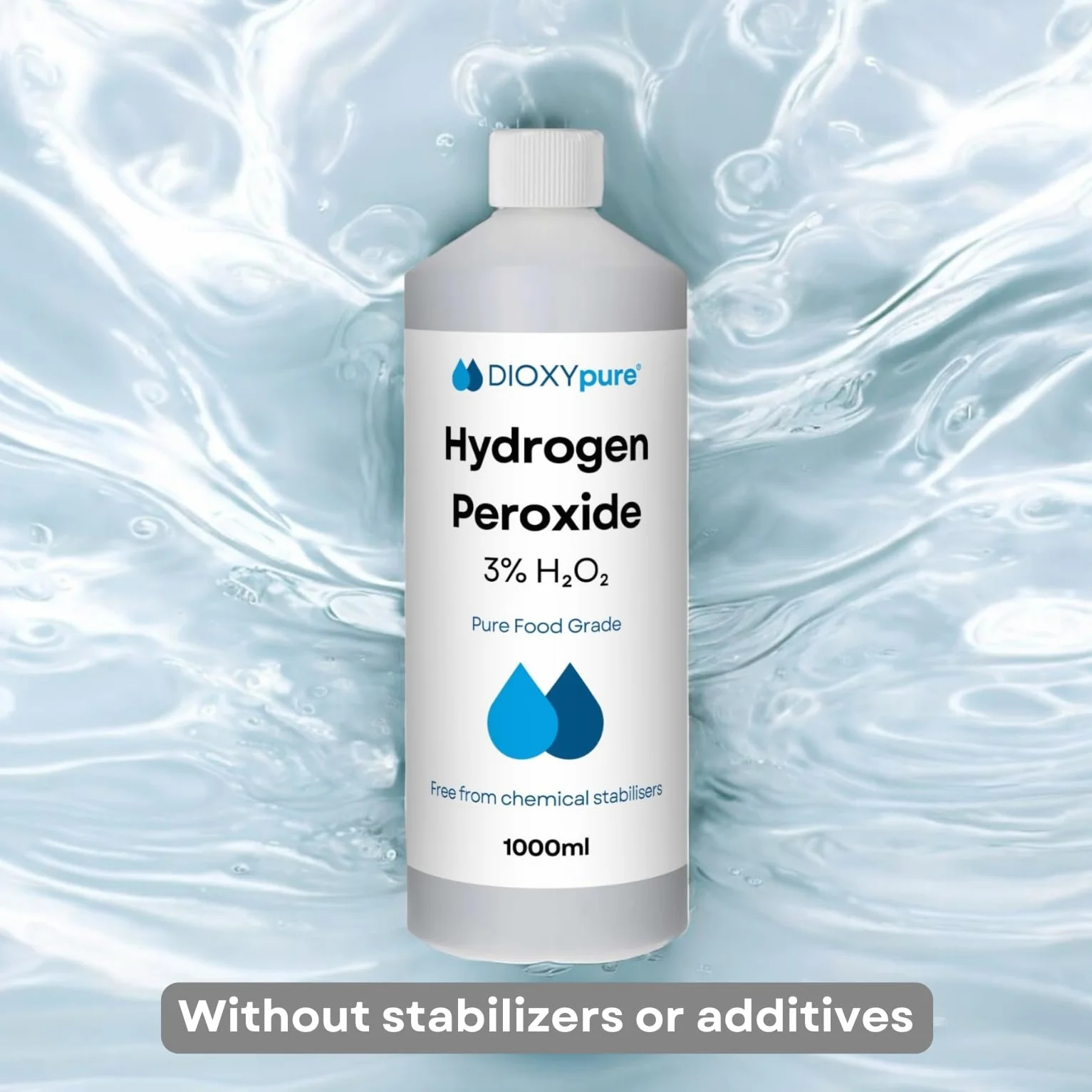 Nadtlenek wodoru klasy spożywczej 3% - 1 litr (1000 ml) - H2O2 woda utleniona - bez stabilizatorów i dodatków - Wielofunkcyjny naturalny środek czyszczący - zatyczka zabezpieczająca przed dziećmi