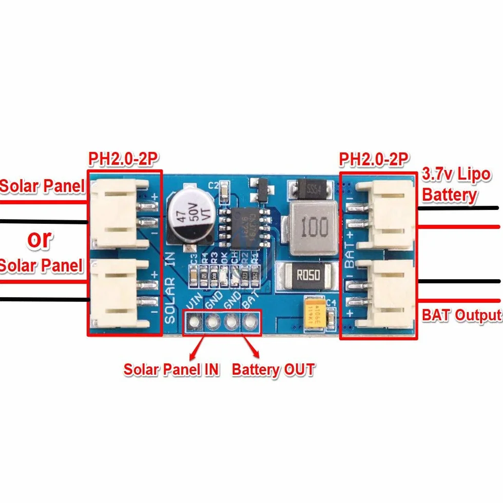 Hailege CN3791 Płytka kontrolera ładowania solarnego MPPT 1 Komórka Akumulator LiPo Ładowarka z panelu słonecznego 12V Regulator sterowania modułem z kablami JST PH2.0 Automatyczne ładowanie