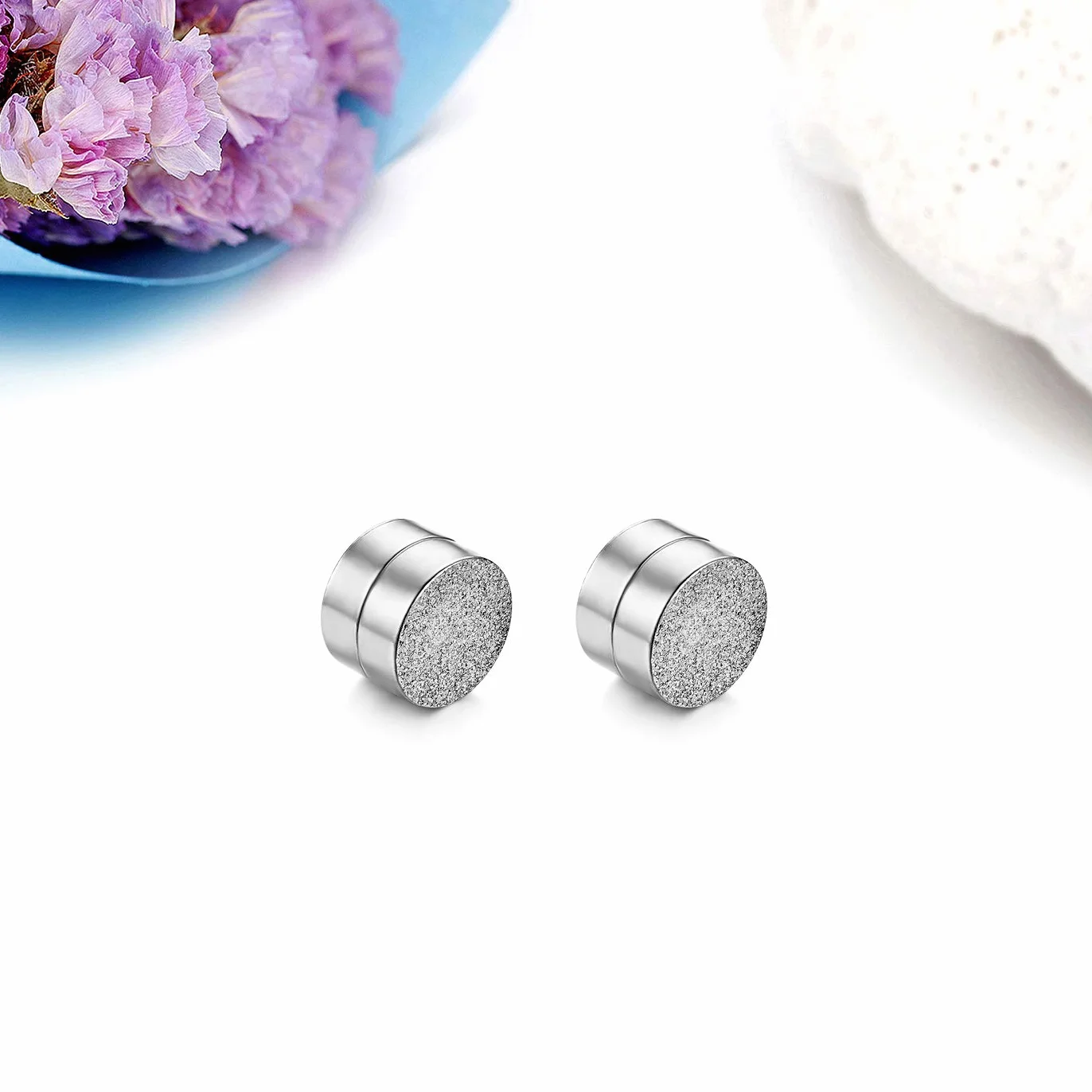 JewelryWe Magnetyczne kolczyki w stylu punk rock, matowe kolczyki ze stali nierdzewnej, bez przekłuwania, dla mężczyzn i kobiet, hipoalergiczne, Stal nierdzewna