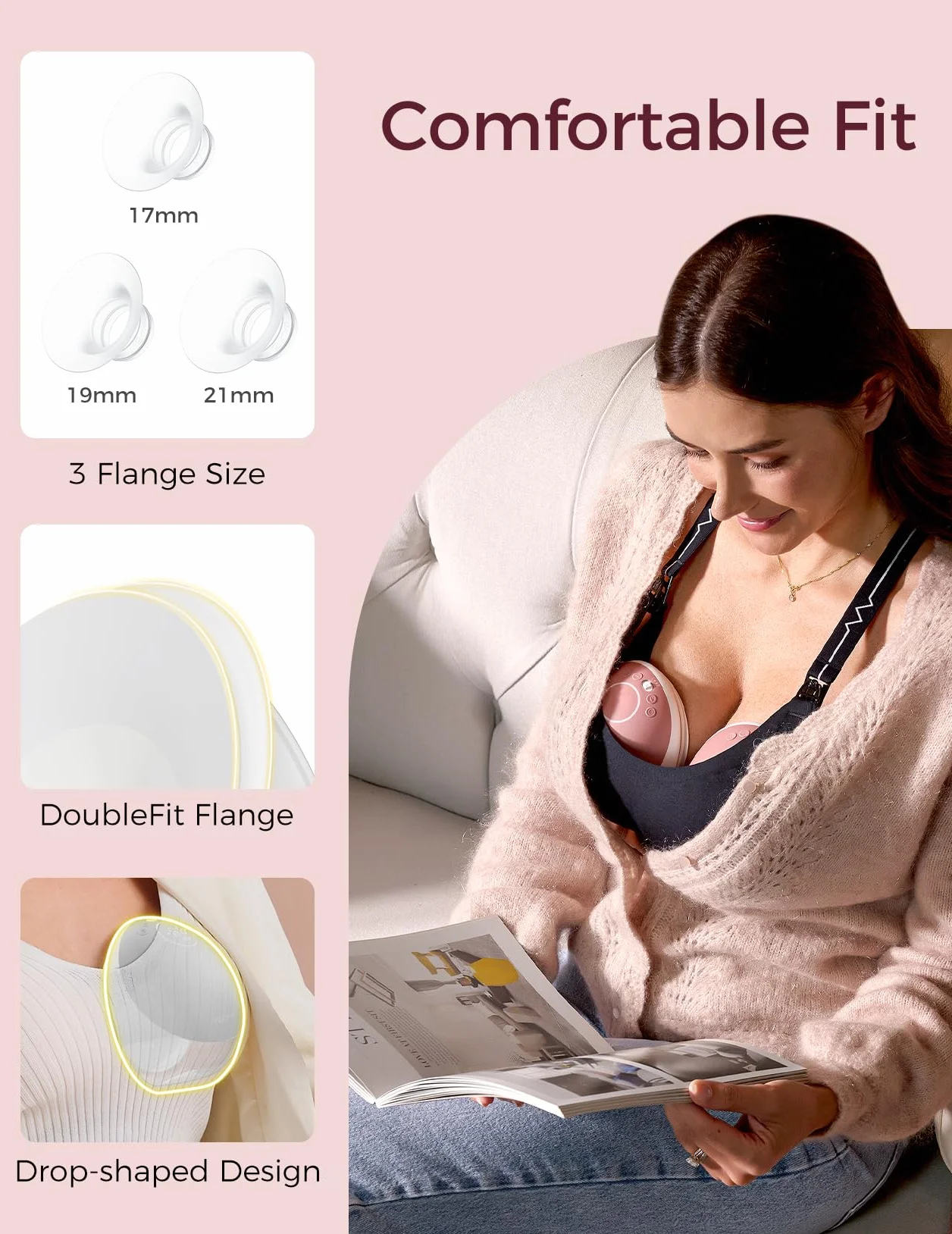 Momcozy Elektryczna Laktator Bezrękawnik Przenośny, Mobile Flow | M9 Ulepszony, Sterowanie przez Aplikację z Trybami Personalizowanymi i 15 Poziomami, Podwójne Uszczelnienie 24 mm (2, Czerwony)