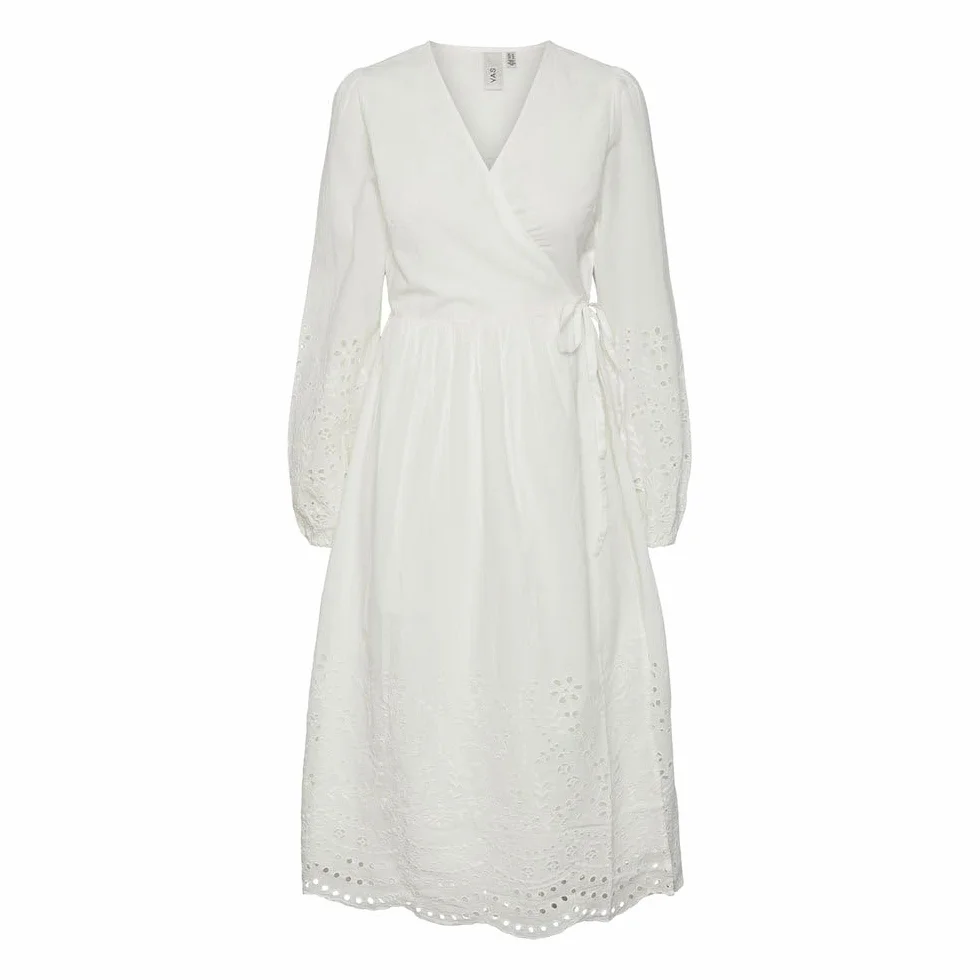 Y.A.S Yasluma Ls Long Wrap Dress S. Noos, Star White, S