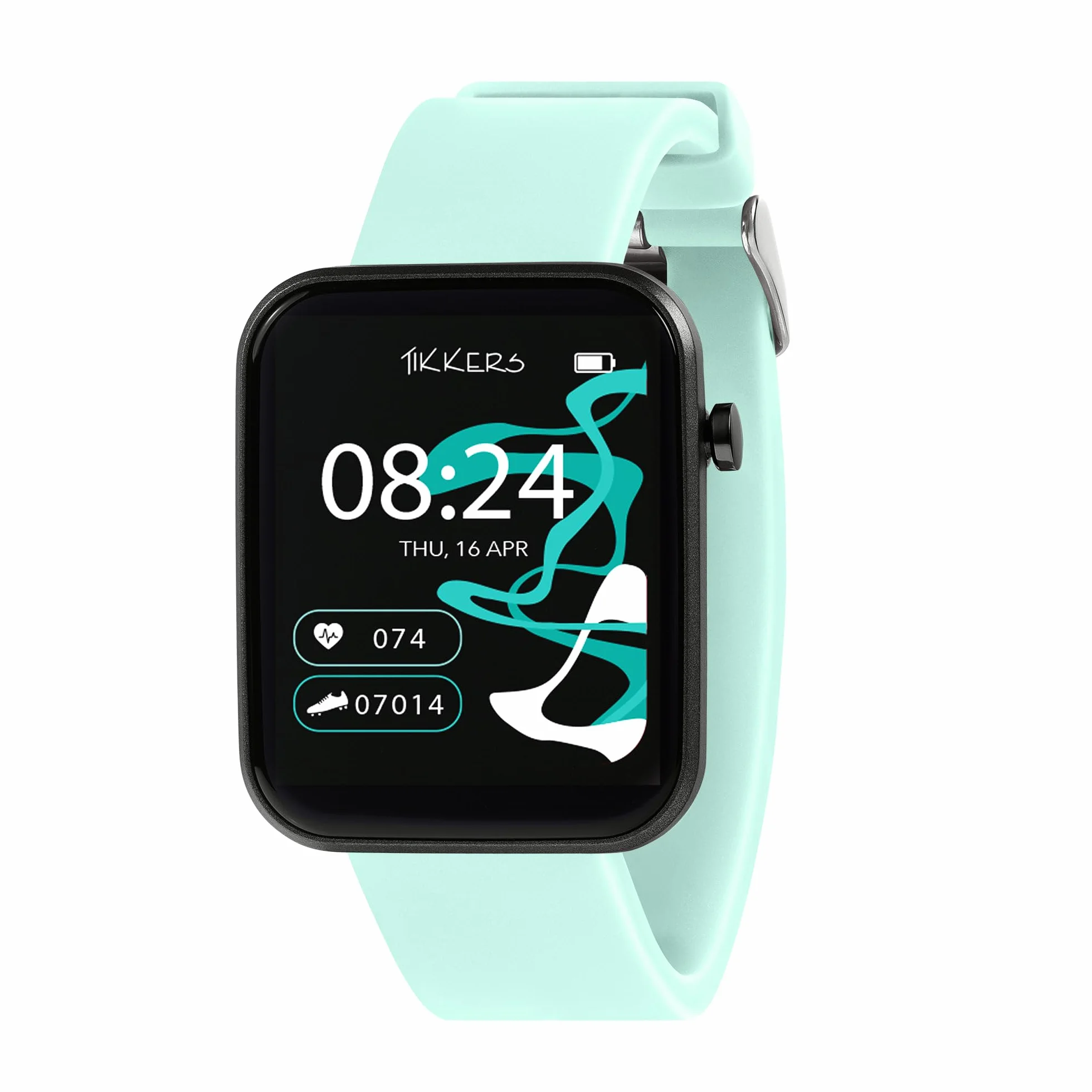 Tikkers Kids Series 13 Smart Watch z trackerem fitness, budzikiem, kamerą, połączeniem GPS, pulsometrem, licznikiem kroków, ekranem dotykowym, niebieskim paskiem silikonowym