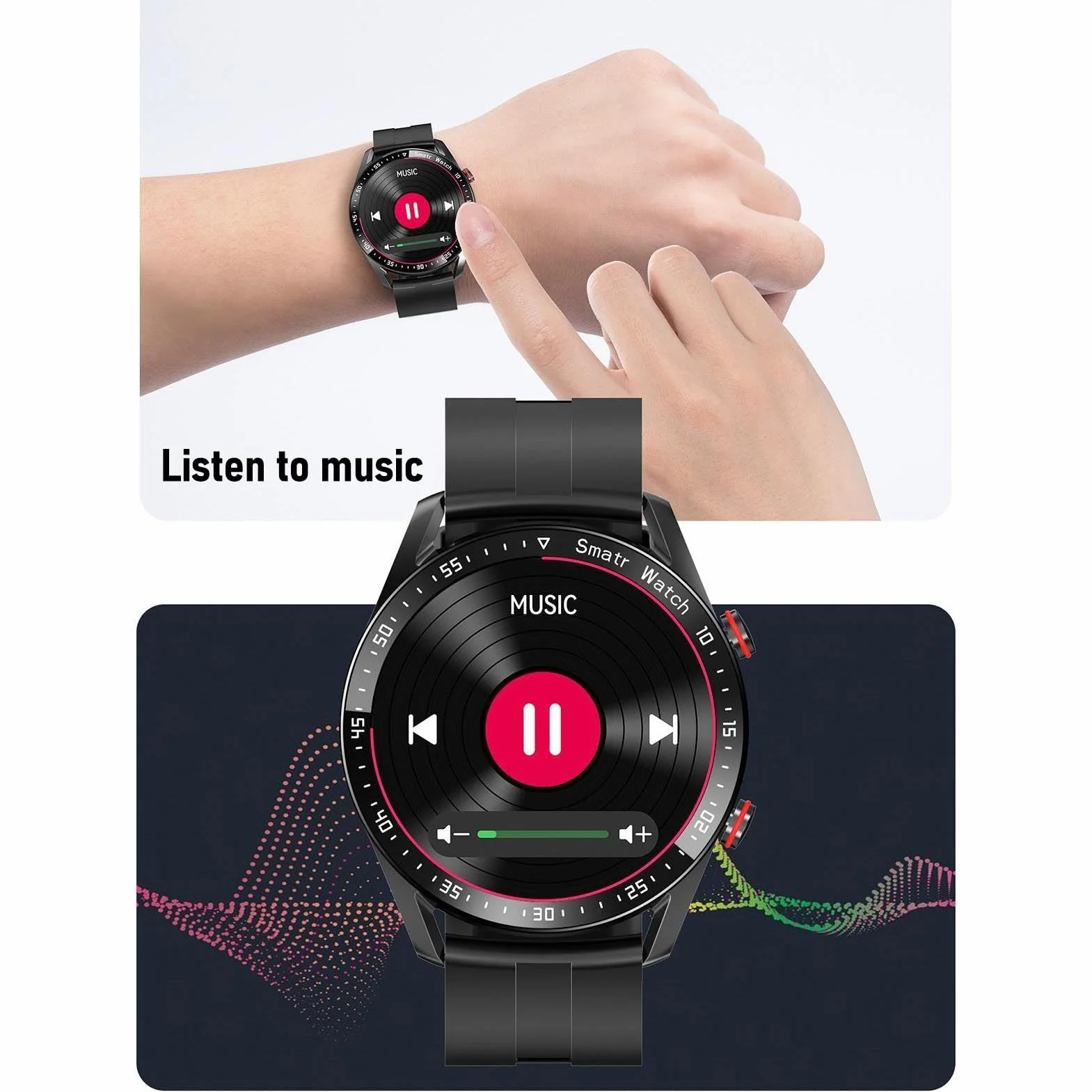 ASHATA Inteligentny Zegarek, Business Watch Professional Watch z 1.5 Cali Pełny Ekran Dotykowy 4 Twarze Zegarków BT Call Powiadomienia Fitness Tracker dla Mężczyzn Kobiety