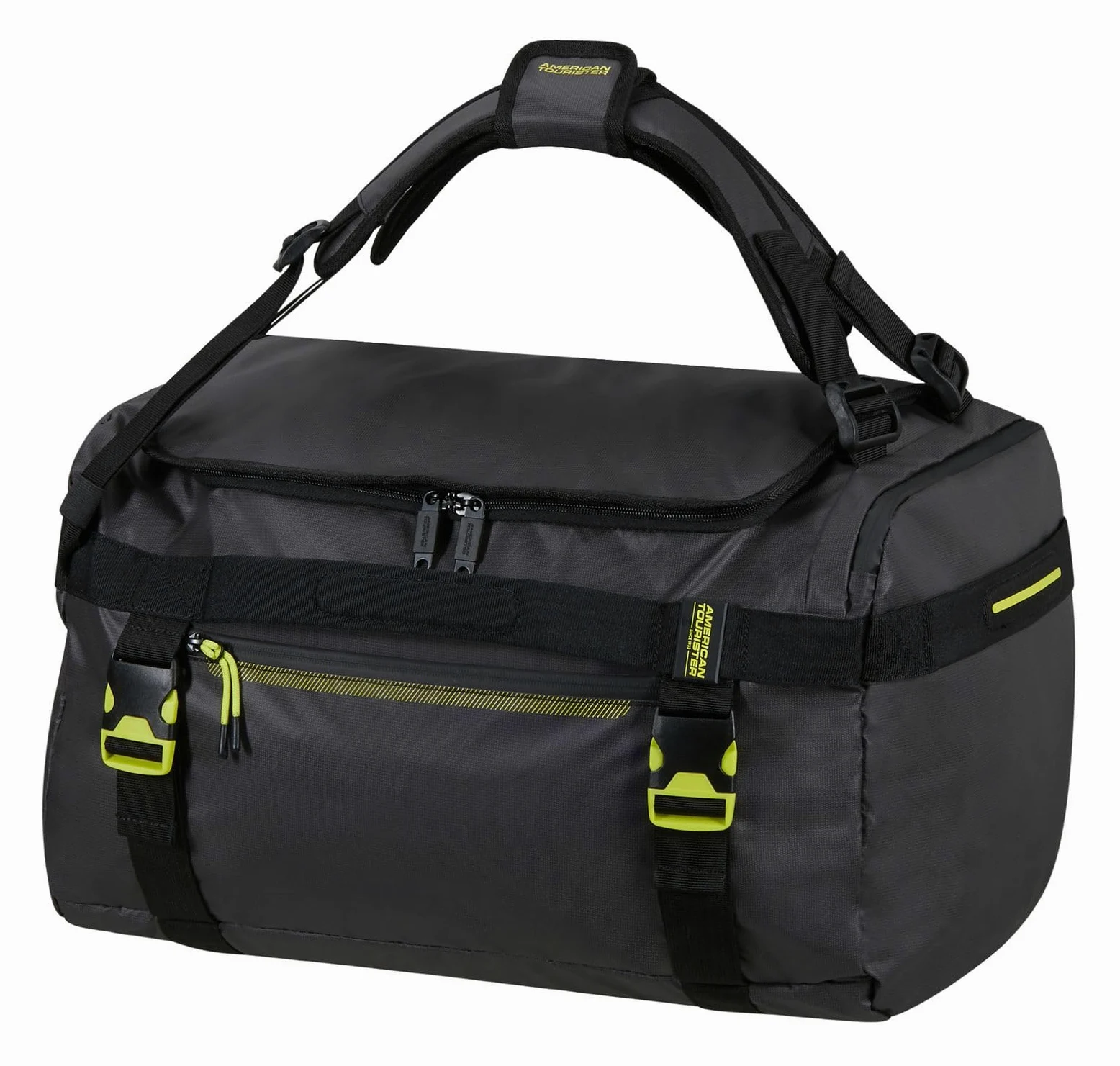 American Tourister Torba podróżna plecak Urban Track Duffle/Backpack Coated 60L Black/Lime czarny