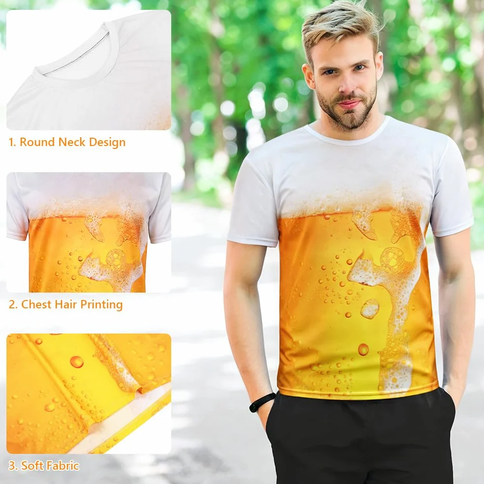 Męska koszulka z krótkim rękawem, Funky Graphic T-Shirt, Męska koszulka z nadrukiem, nadruk 3D, na co dzień topy graficzne koszulki, na Halloween Taniec Clubwear Topy