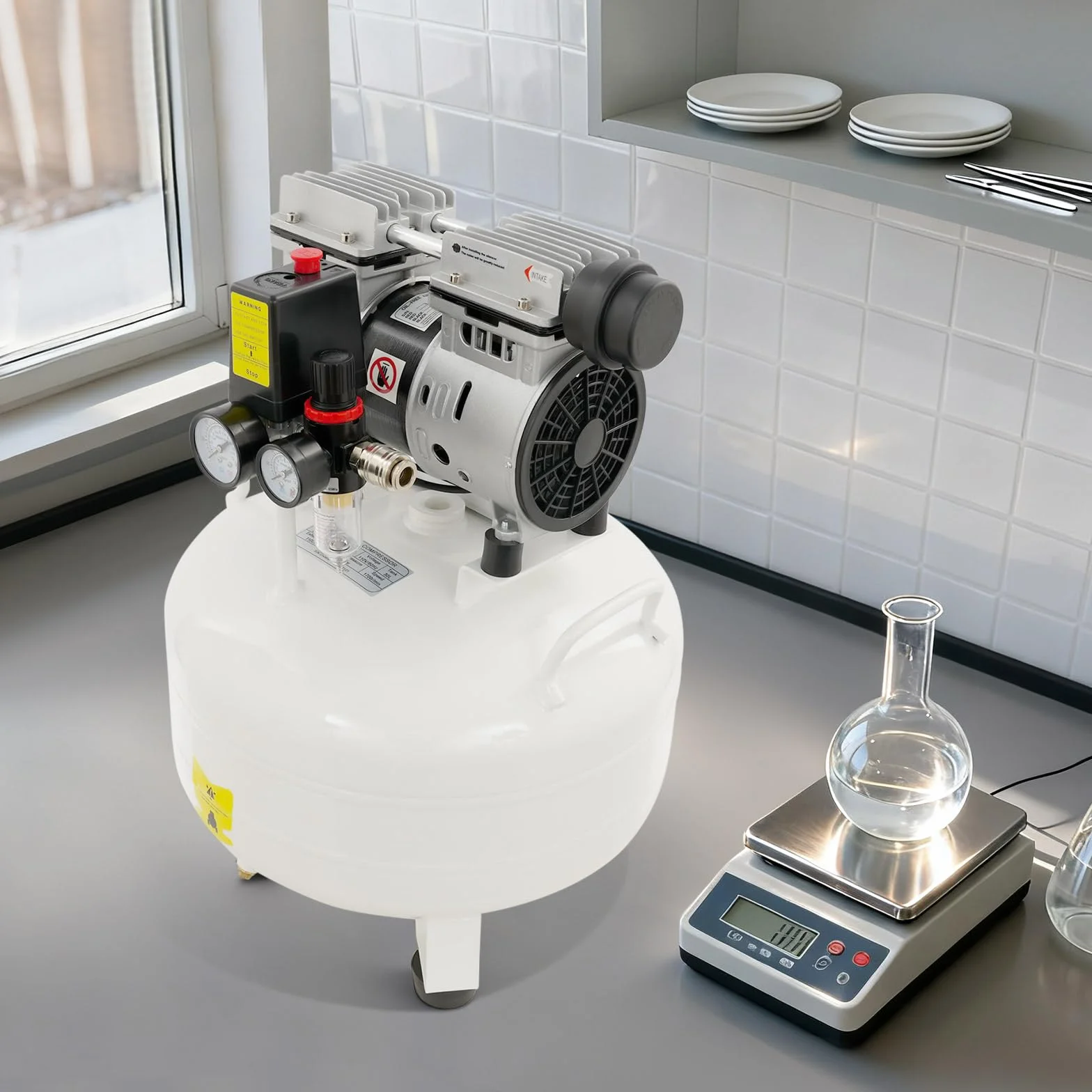 Sprężarka powietrza 30 l, 8 bar, 110 l/min, bezolejowa, 220 V, 550 W, kompresor powietrza do opon, pistoletów natryskowych, majsterkowiczów, warsztatów i hobby