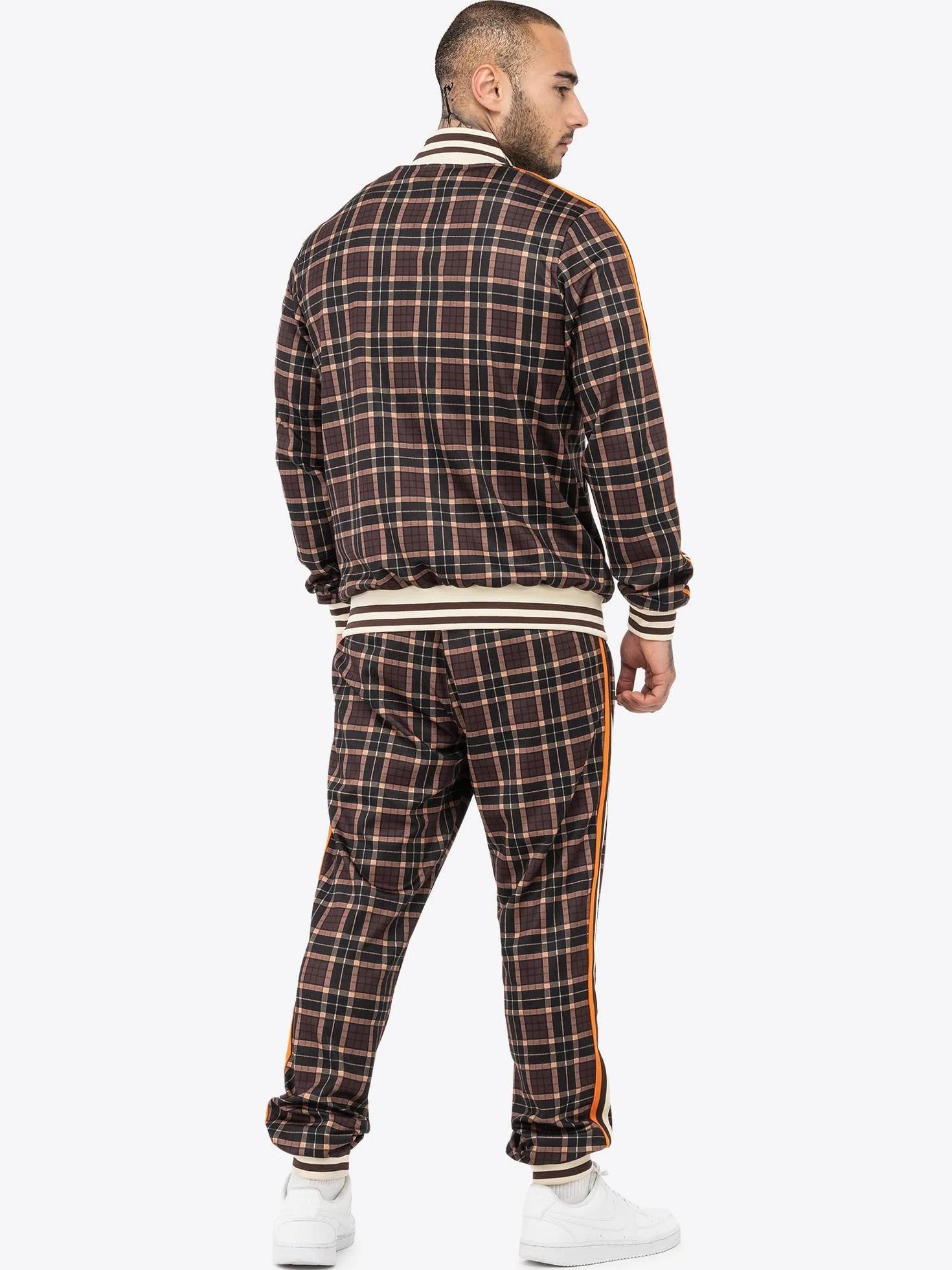 Lonsdale M?ski dres treningowy w?ski krój HEDLEY, br?zowy/ecru/pomara?czowy, XL, 117638, br?zowy/ecru/pomara?czowy, XL